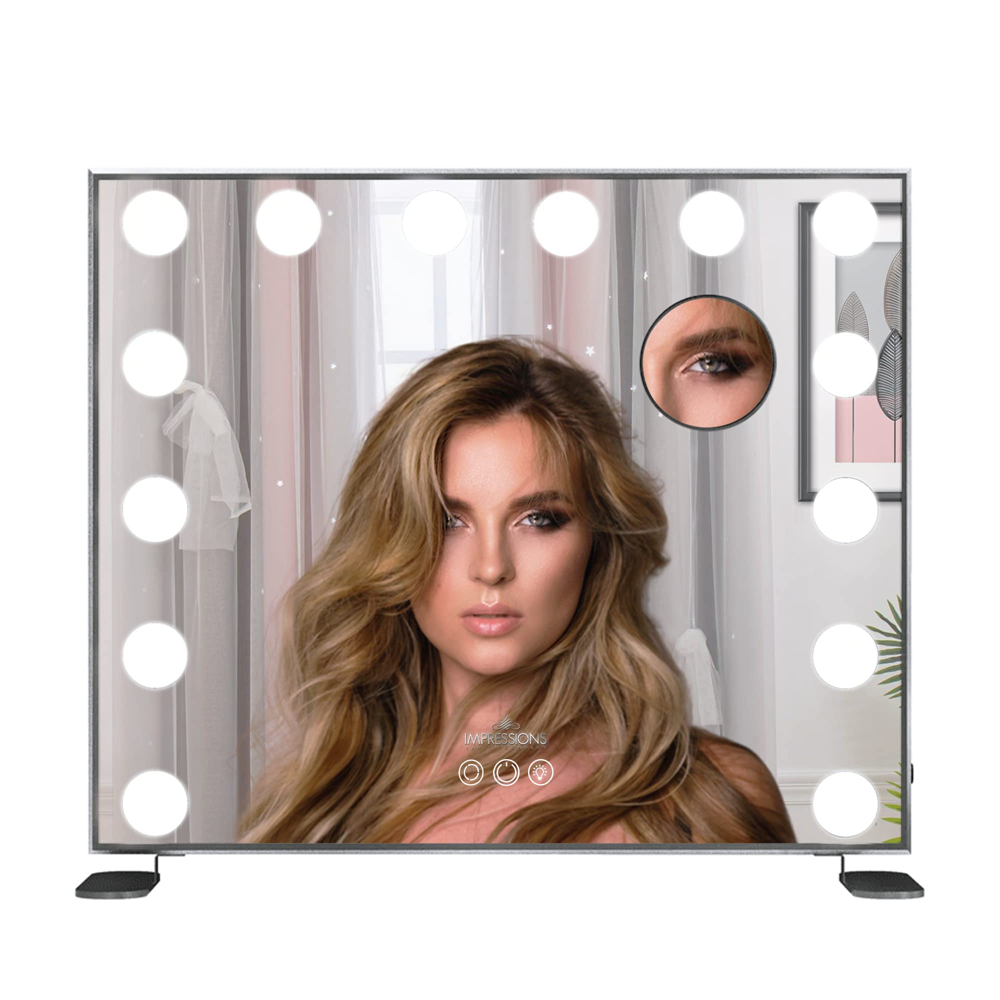 Hollywood Tri-Tone LED Makeup Mirror with 14 Lights - Ultra Slim Vanity Mirror with 3 Color Modes, 5X Magnification, Touch Sensor & Wall Mount - Perfect for Makeup Application, Skincare Routine & Dressing Table (Black)