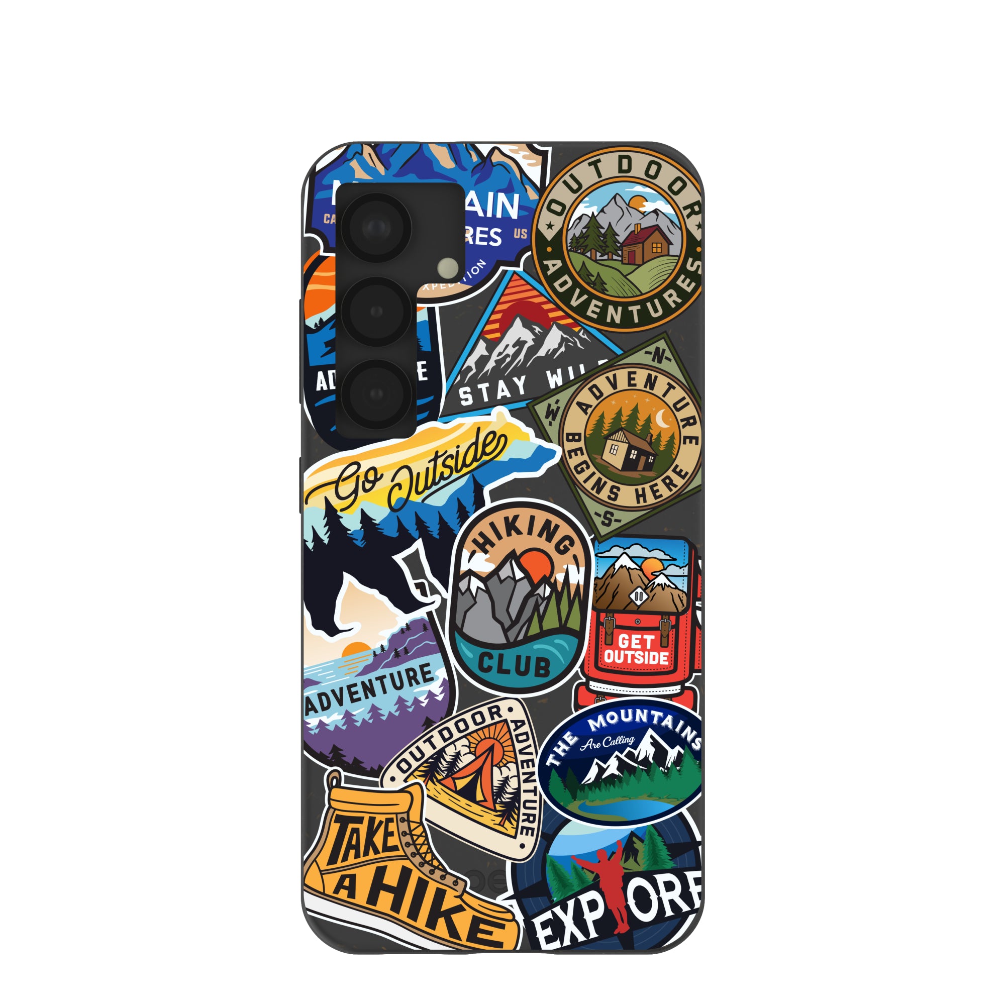 Durable Black Trail Stickers Samsung Galaxy S25 Case - Protective Phone Cover for Outdoor Adventures & Daily Use