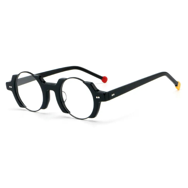 CCspace Unisex Semi-Rim Round Acetate Eyeglasses Frame 301778 - Lightweight & Durable for Reading, Work & Fashion