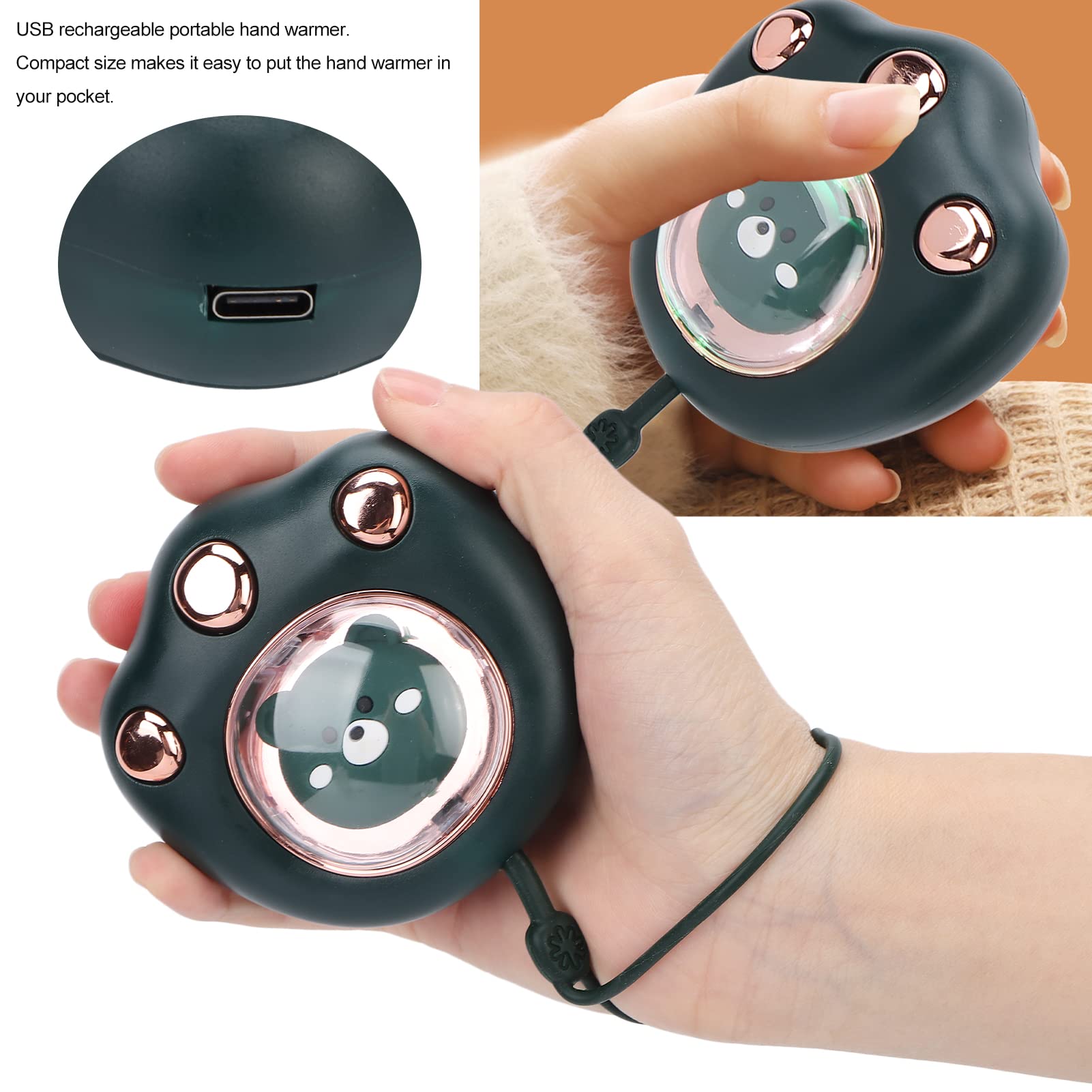 Rechargeable Mini Hand Warmer - Portable Electric Hand Warmer for Cold Weather, USB-Powered Pocket Hand Warmer for Outdoor Activities, Travel & Winter Sports - Cute Cat Design
