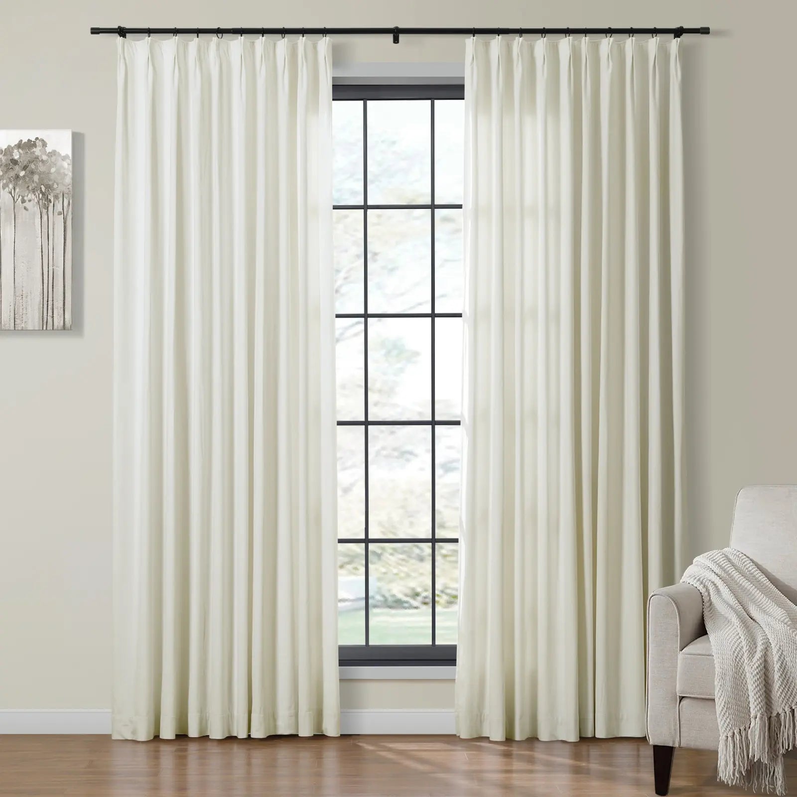 Luxury Velvet Pinch Pleat Thermal Blackout Curtains - Insulated Drapes for Bedroom & Living Room - Noise Reducing & Energy Efficient Window Treatments