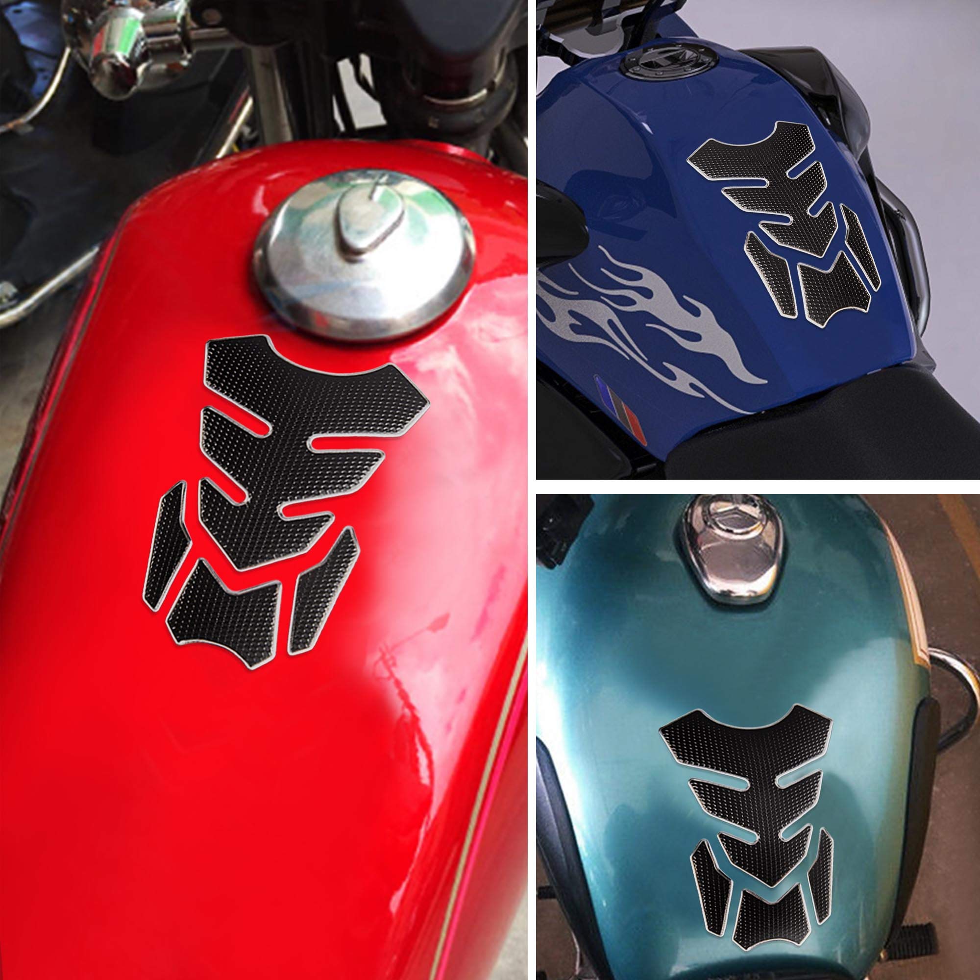 TOMALL 3D Motorcycle Gas Tank Protector - Soft Rubber Anti-Slip Tank Pad Decal Sticker | Waterproof & Durable for Harley, Yamaha, Honda | Perfect for Bike Customization & Protection (Silver)
