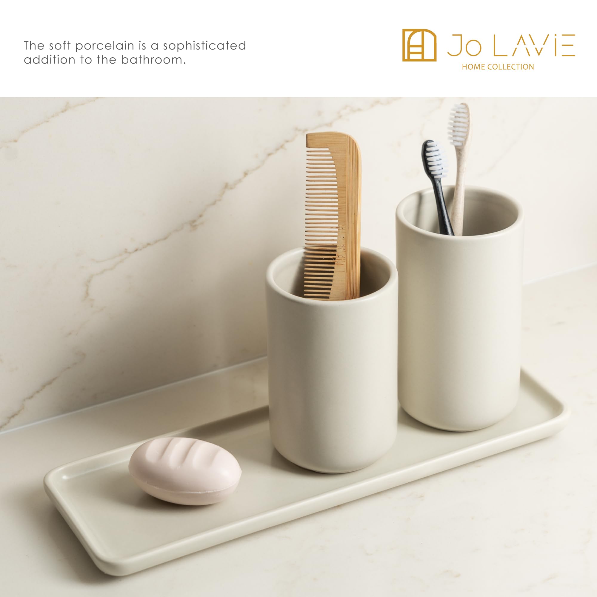 Beige Ceramic Vanity Tray - Small Rectangular Bathroom & Kitchen Organizer - Multi-Purpose Home Decor Tray for Soap Dispenser, Jewelry & Accessories - Perfect for Countertop Display & Gift Giving