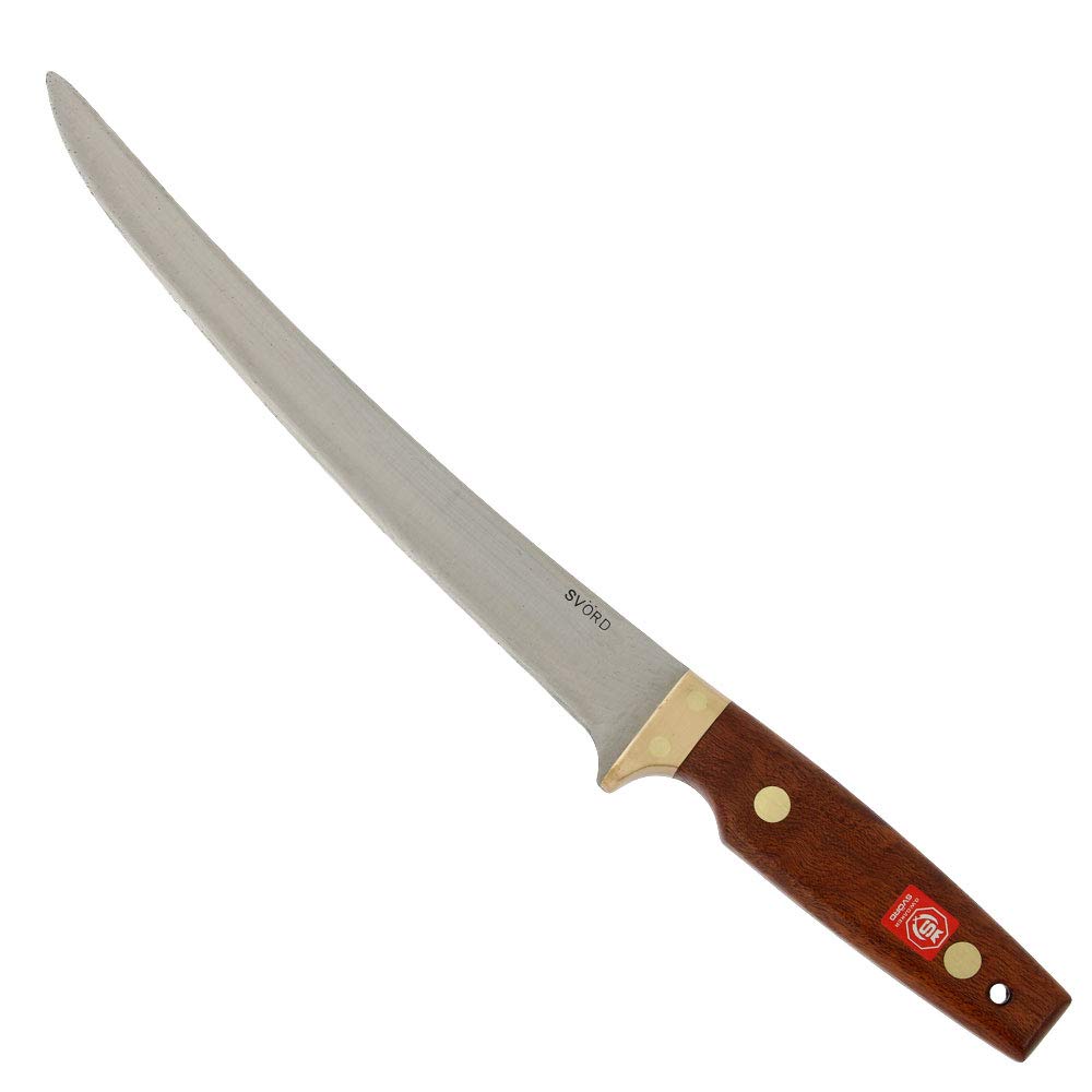 Svord Deluxe Fish Fillet Fixed Knife - Full Tang Blade with Varnished Sapele Mahogany Handle - Model 950B - Perfect for Fishing, Camping & Outdoor Cooking