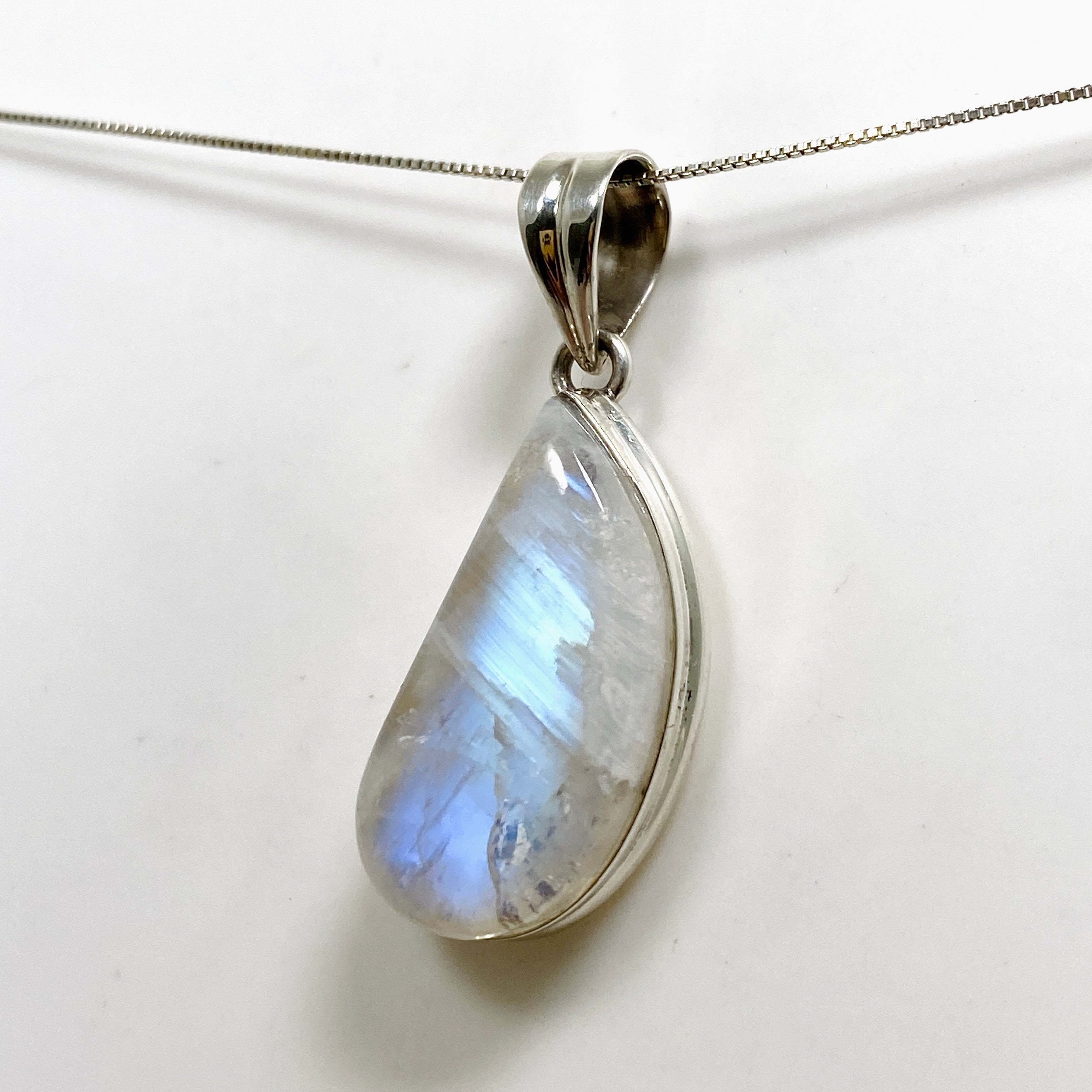 Natural Moonstone Freeform Cabochon Pendant Necklace - Handmade Silver Jewelry for Women - Perfect for Boho Style, Meditation & Spiritual Healing