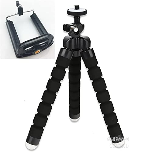 Flexible Octopus Tripod Stand for Phone & Mini Camera - Adjustable Sponge Holder, Live Streaming, Vlogging, Photography (Black, No Clip) - Perfect for Travel, YouTube, TikTok & Instagram Content Creation