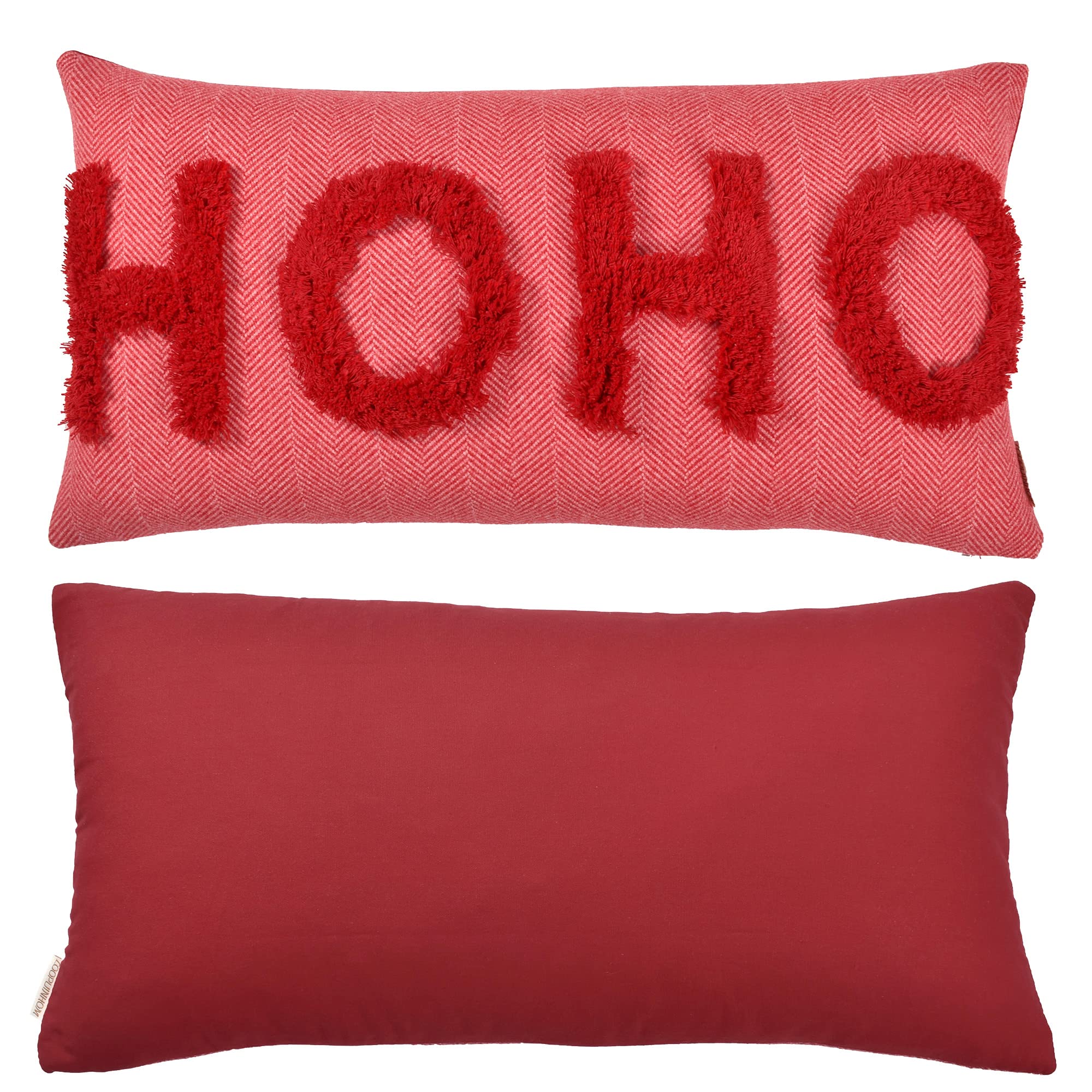Festive Red Christmas Pillow Covers - 12x24 Inch Rectangle Lumbar Throw Pillows for Sofa, Couch & Bed - Holiday Home Decor for Living Room, Office & Christmas Party Decorations