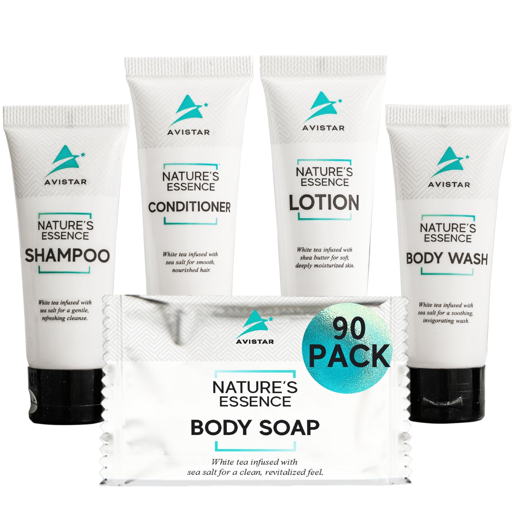 90-Piece Bulk Hotel Soap & Toiletries Set - Travel Size Shampoo, Conditioner, Soap for Airbnb Hosts & Guests - Essential Hotel Amenities Kit for Hospitality Business, Vacation Rentals & Travelers - Perfect for Hotels, B&Bs, Guest Houses & Travel Toiletries
