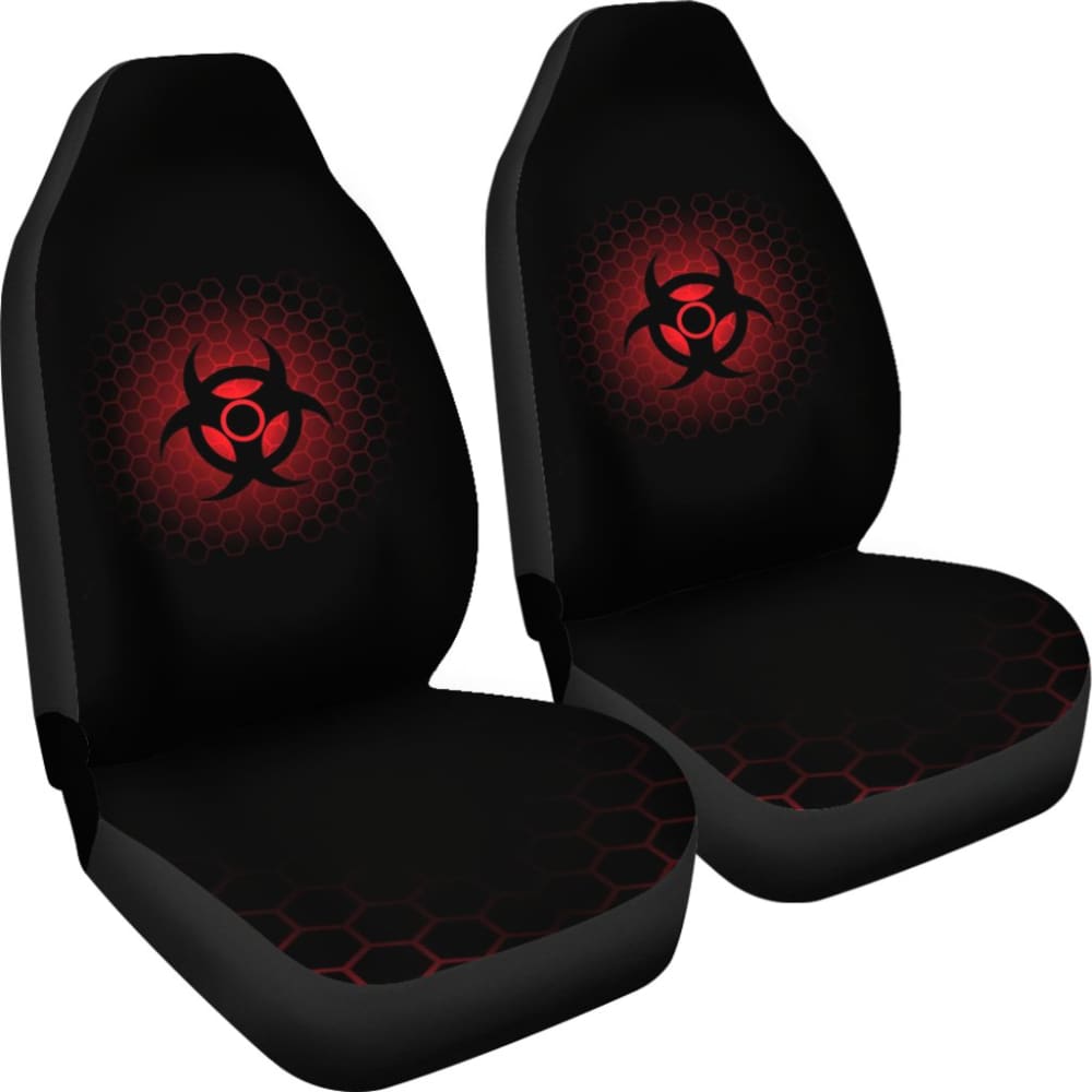Premium Red Alert Biohazard Car Seat Covers - Waterproof & Durable Protection for Vehicles - Perfect for Emergency Kits, Zombie Apocalypse Prep & Themed Events