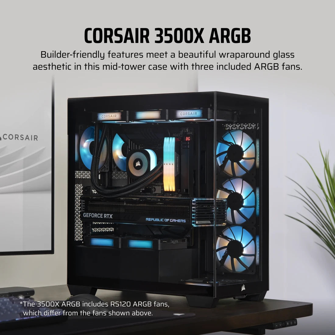 Corsair 3500X ARGB Tempered Glass Micro ATX Mid-Tower PC Case - White & Black Options | High Airflow Design for Gaming & Workstation Builds | Perfect for RGB Enthusiasts & Compact Setups
