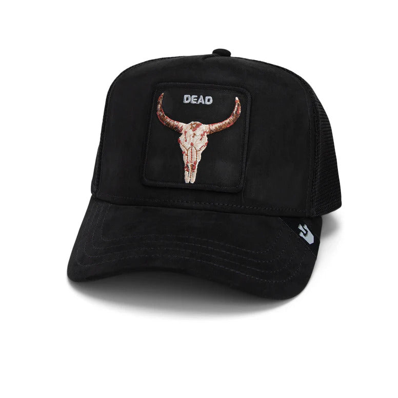 Goorin Bros Dead Skull Adjustable Suede Trucker Snapback Hat for Men & Women - Black - Perfect for Casual Wear, Street Style & Outdoor Adventures