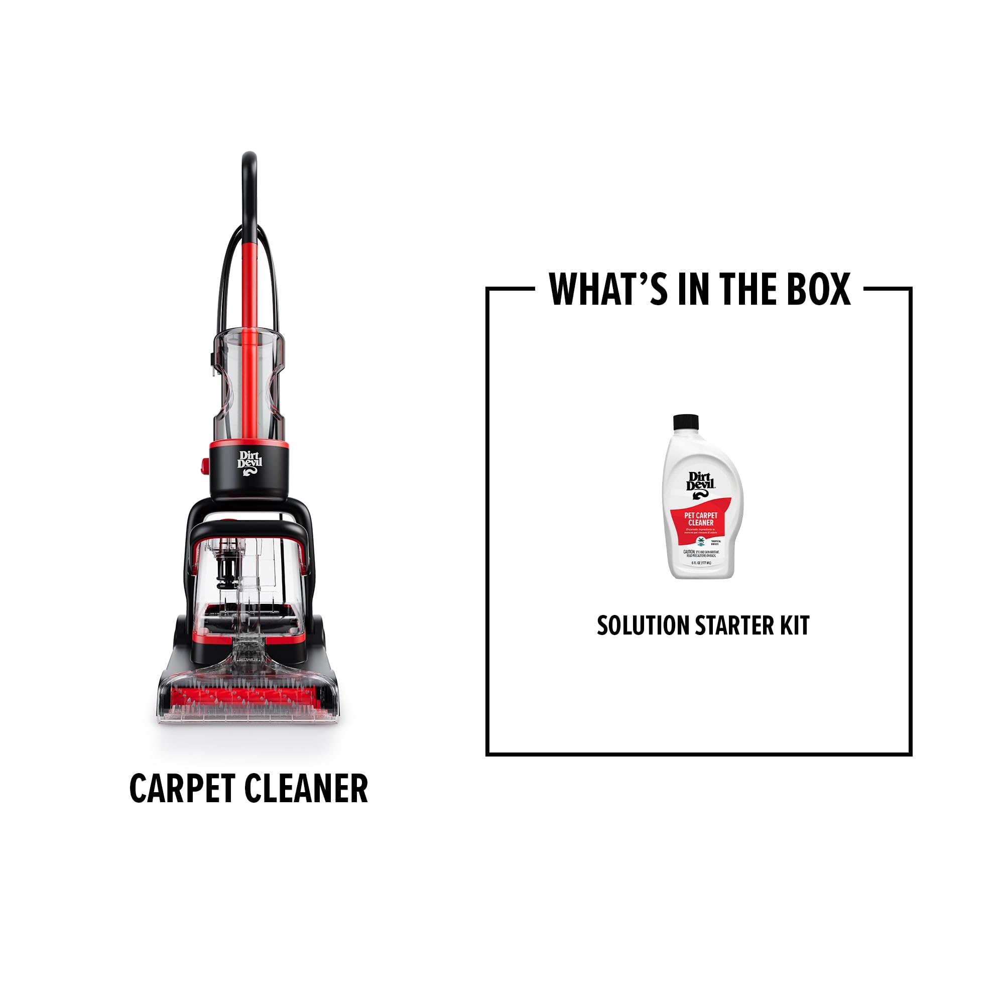 Dirt Devil Full-Size Carpet Cleaner Machine - Powerful Deep Cleaning for Carpets & Upholstery with 2 Modes | Includes Carpet Cleaner Solution | Perfect for Home, Office & Pet Stain Removal