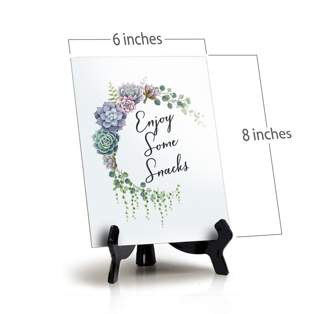 Floral Crescent Design Enjoy Some Snacks Table Sign with Easel - 6