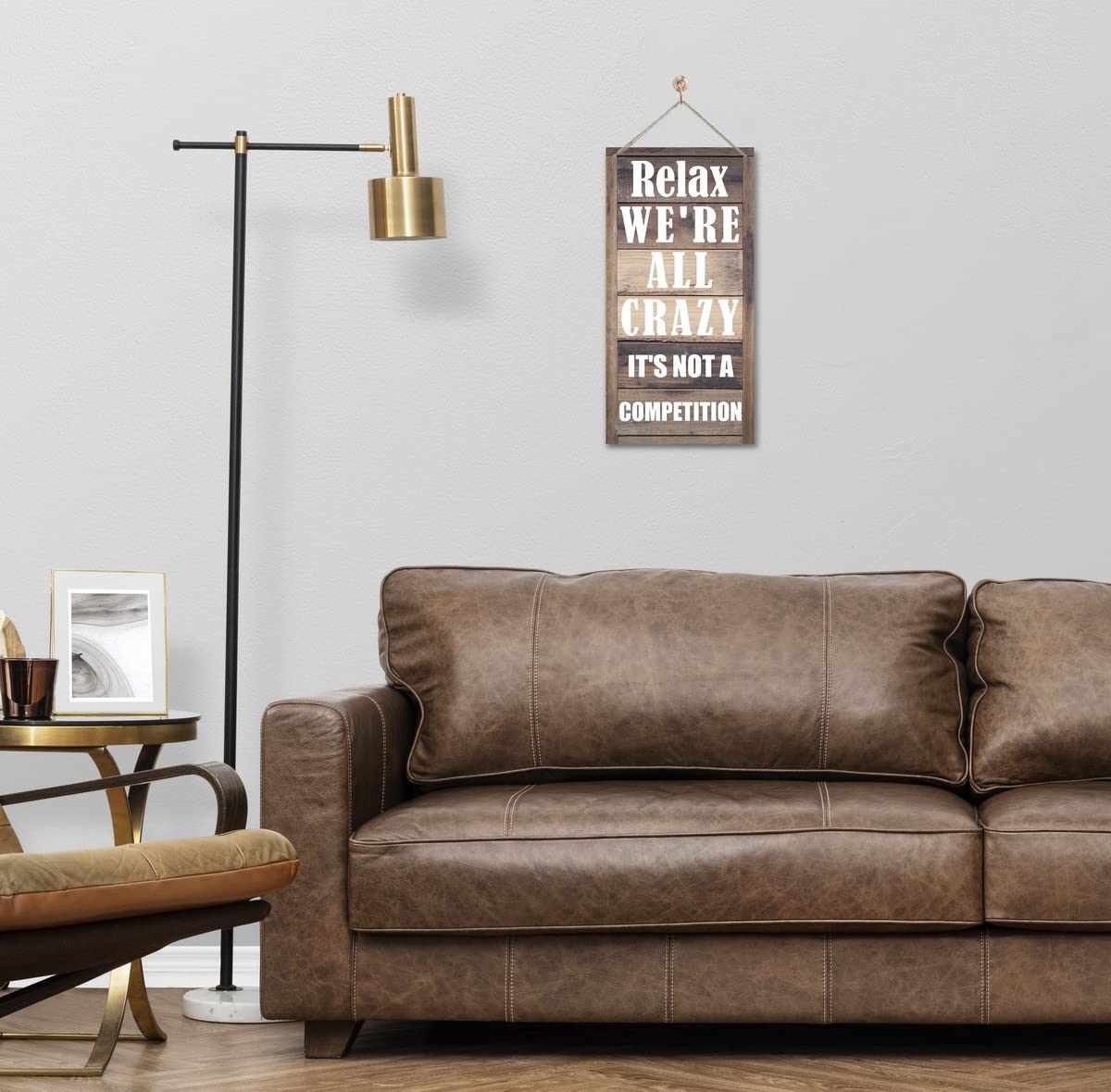 Funny Hanging Family Sign - Relax We're All Crazy Wall Art | Printed Wood Home Decor | Hanging Door Signs for Living Room, Bedroom & Entryway | Unique Gift for Housewarming & Family Gatherings