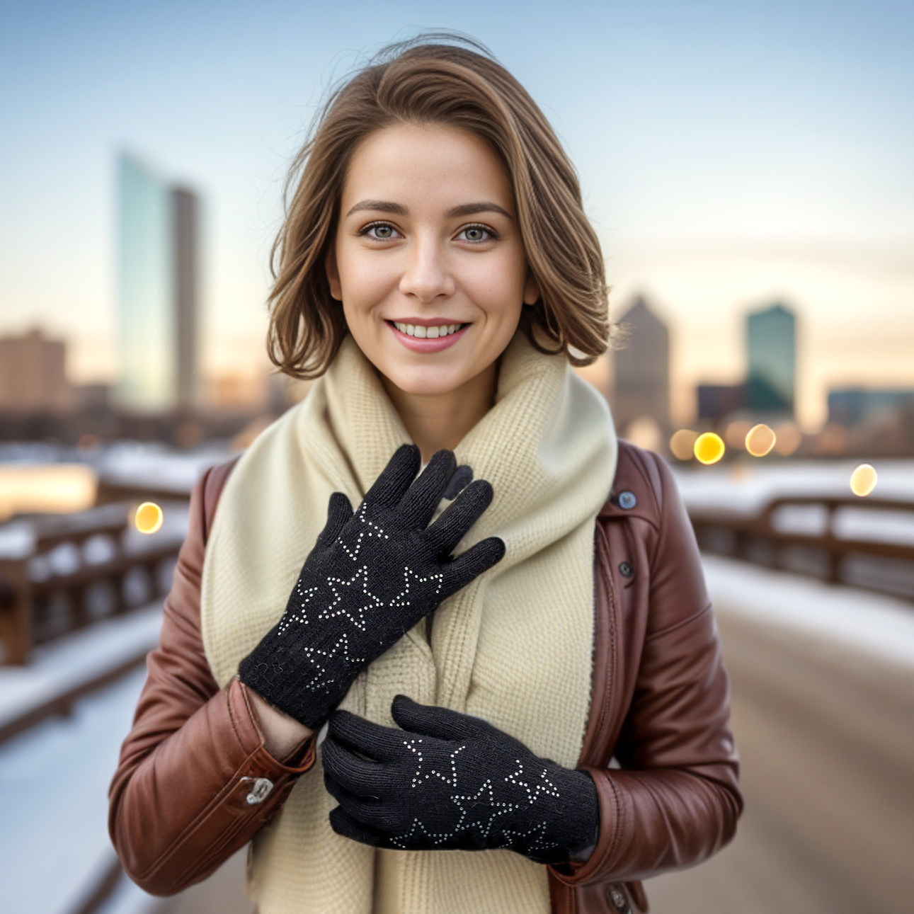 Twinkle Twinkle Gloves - Black Winter Gloves for Women & Men, Touchscreen Compatible, Warm & Stylish Cold Weather Accessories for Outdoor Activities, Driving, and Daily Use