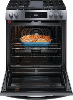 Frigidaire Gallery GCFG3060BD 30-Inch Gas Range - 5 Burners, Convection Oven & 15+ Cooking Modes in Black Stainless Steel - Perfect for Home Kitchens & Professional Chefs