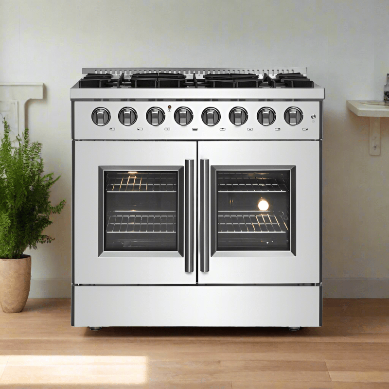 Forno 36 Inch Galiano Dual Fuel Range - 6 Gas Burners, 83,000 BTU, French Door Electric Oven, Stainless Steel (Model FFSGS6356) - Perfect for Home Kitchens & Professional Cooking