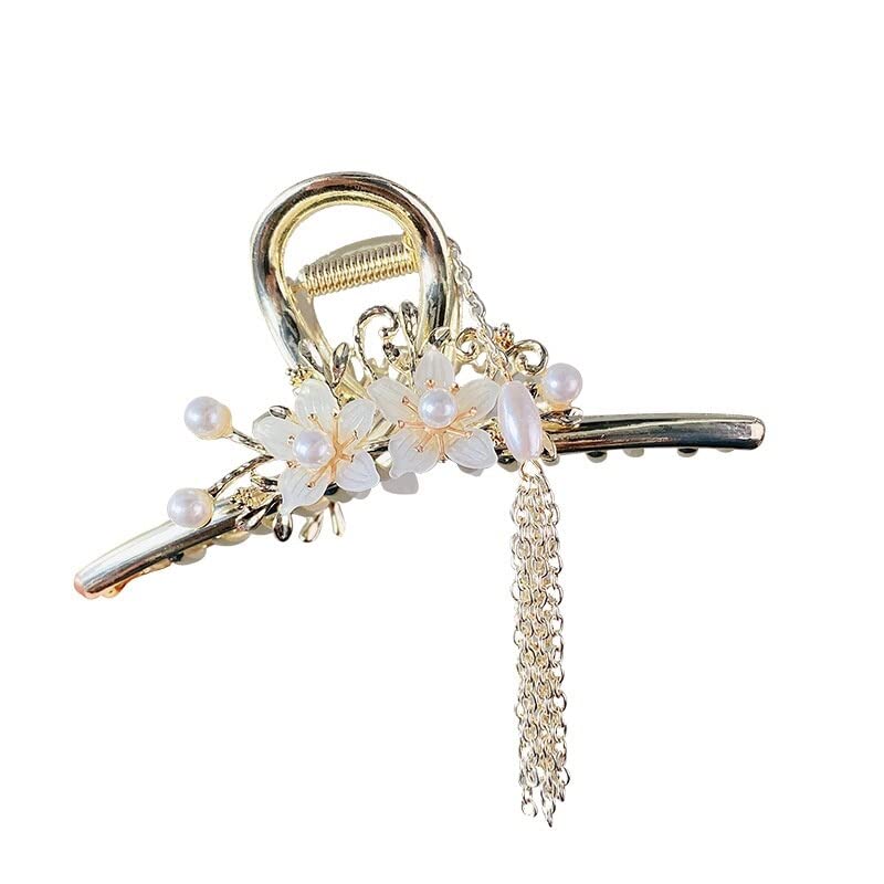 ASG 1 Pack Fashion Women's Metal Flower Hair Claw Clips - Barrettes Hair Clamps for Women & Girls - Non-Slip Jaw Hair Clips for Ponytails, Buns & Updos (Floral Design)