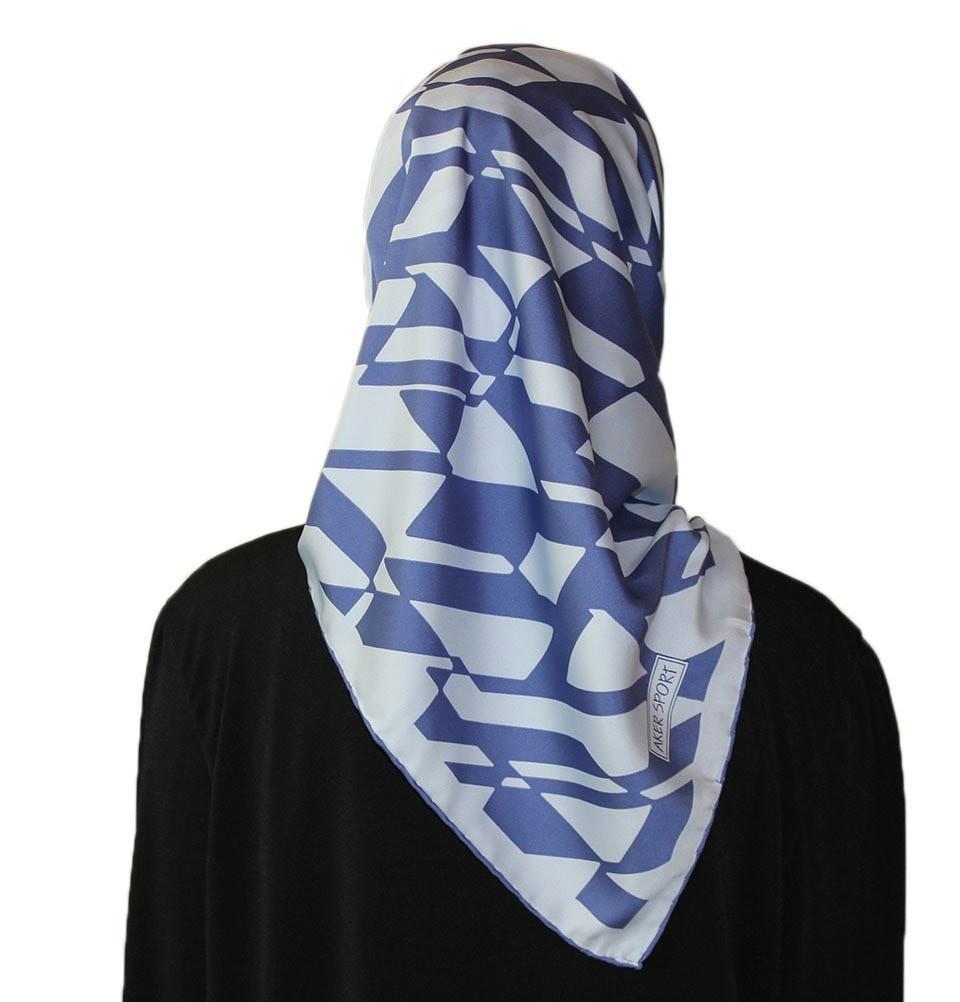 Aker Satin Square Hijab Scarf 6749 924 Blue - Soft Muslim Headscarf for Women, Breathable Prayer Shawl for Daily Wear & Special Occasions
