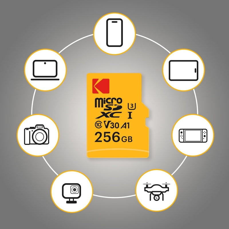 Kodak 128GB Micro SDXC Card UHS-I U3 V30 High Speed Memory Card with Adapter - Perfect for Smartphones, Tablets, Action Cameras & Drones