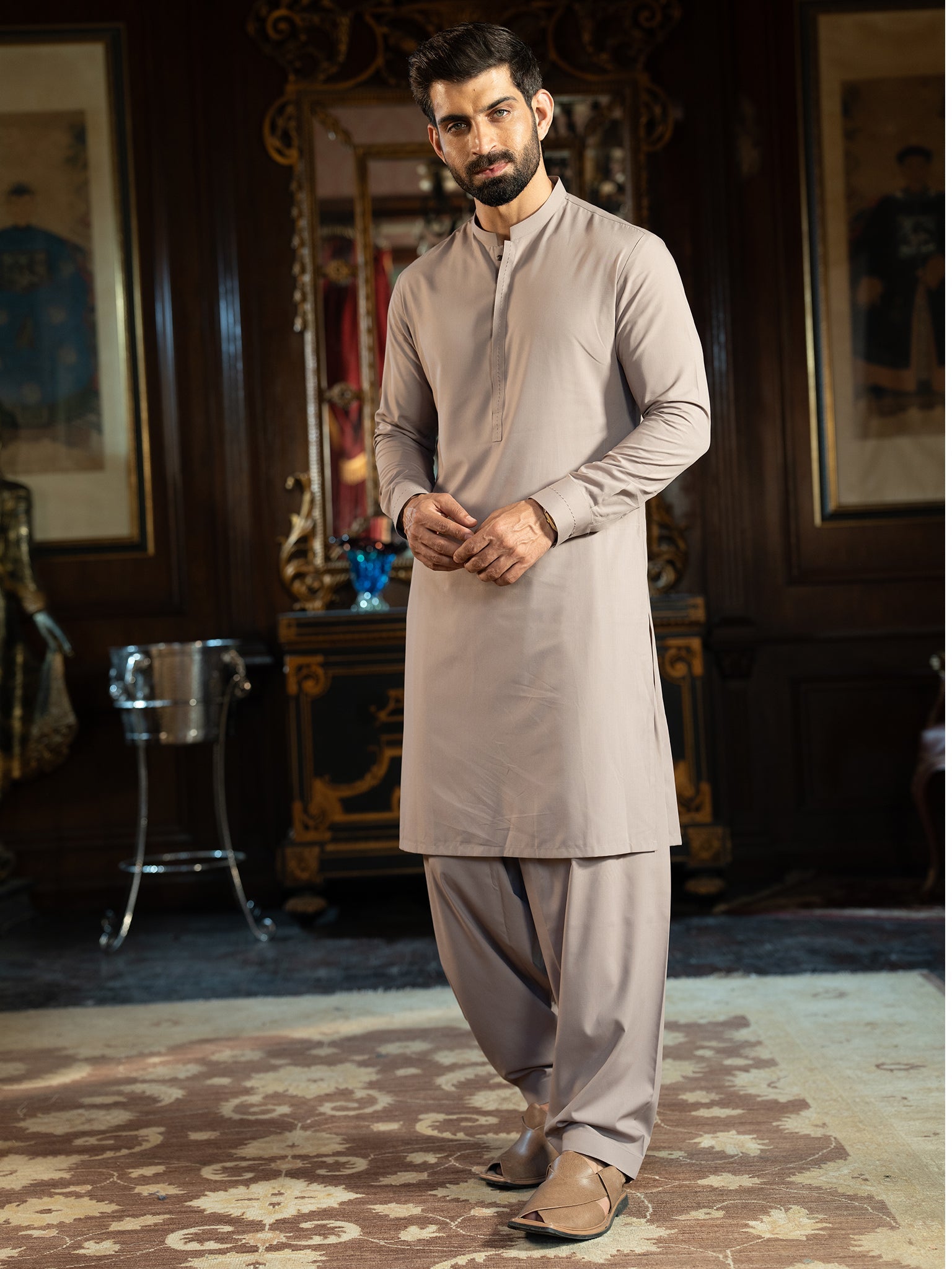 Blended Stripes Satellite Kurta Trouser by J. Junaid Jamshed - Stylish Traditional Pakistani Outfit for Men, Perfect for Eid, Weddings & Special Occasions