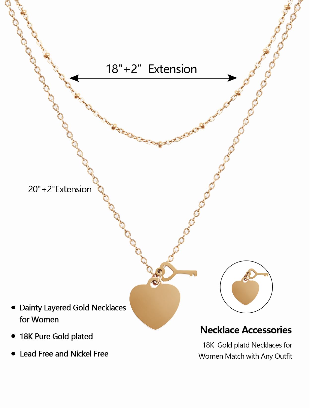 18K Gold-Plated Layered Pendant Necklace for Women & Teen Girls - Elegant Fashion Jewelry Gift for Birthday, Anniversary & Special Occasions | Perfect for Date Night, Parties & Everyday Wear