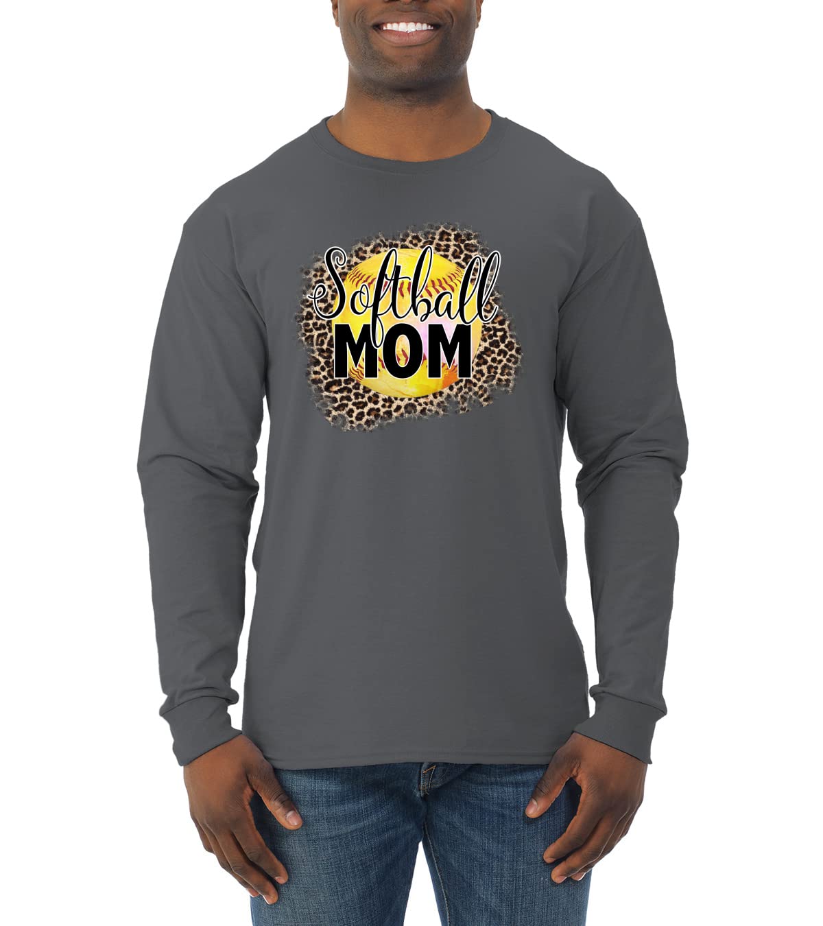 Wild Bobby Softball Mom Animal Print Long Sleeve Shirt for Women & Men - Perfect for Baseball Games, Team Sports & Casual Wear