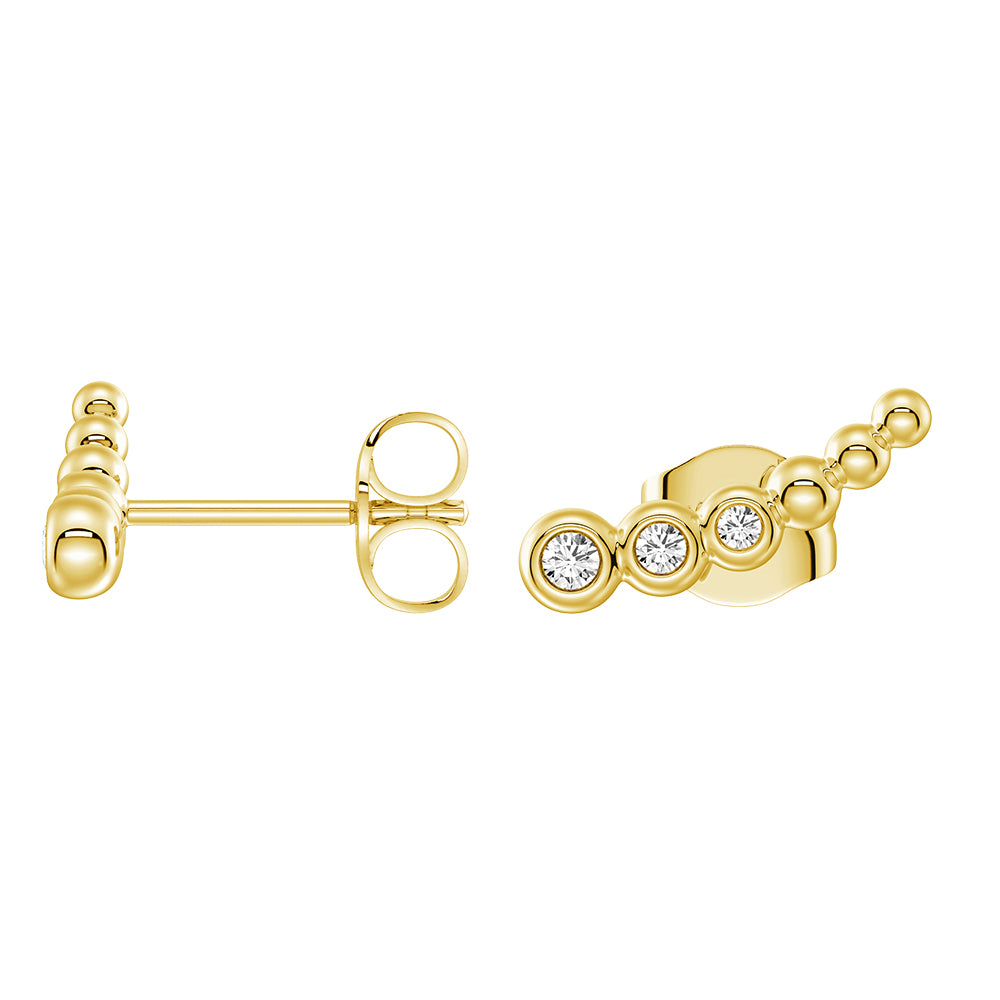 Lab-Grown Diamond Curved Bead Stud Earrings - Moonlit Embrace Design for Women | Elegant Gift for Anniversary, Wedding & Special Occasions