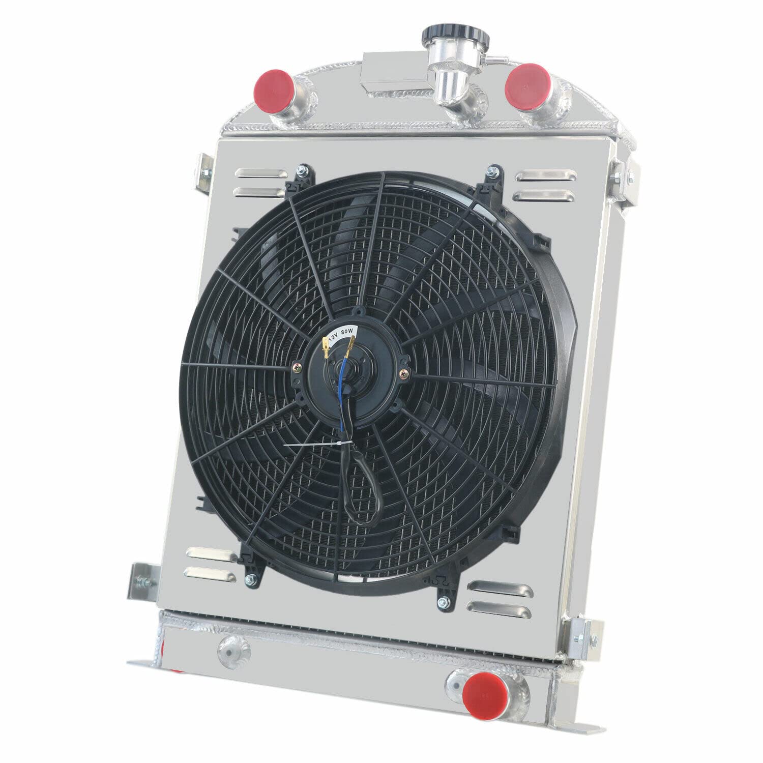 3 Row Aluminum Radiator with Shroud & Fan Kit - Compatible with 1932 Ford Flathead V8 Engine (Stock Height) - Perfect for Classic Car Restoration & Hot Rod Upgrades