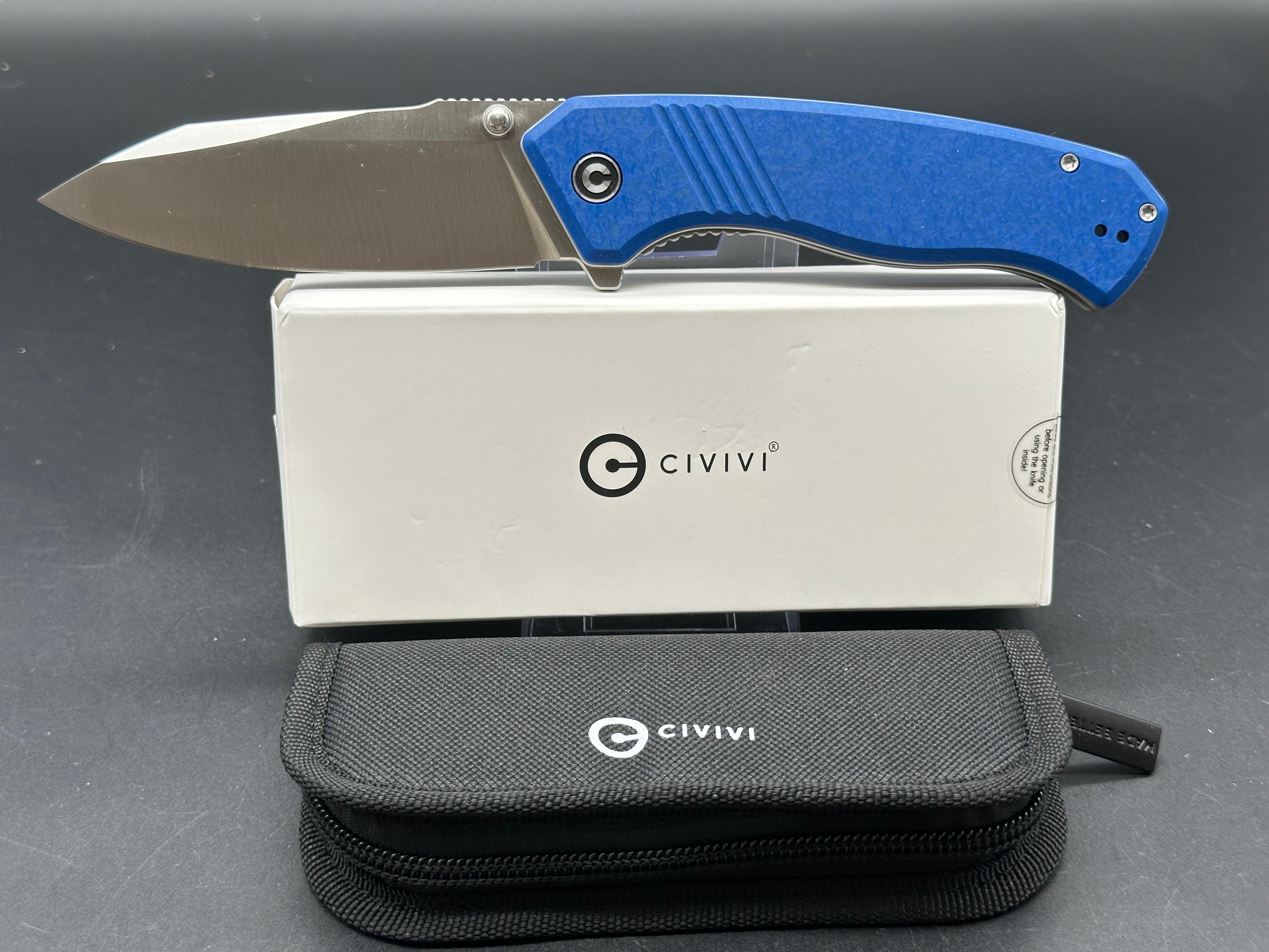 CIVIVI Placoid Liner Lock Folding Knife - Blue Shredded G10 Handle, 3.7