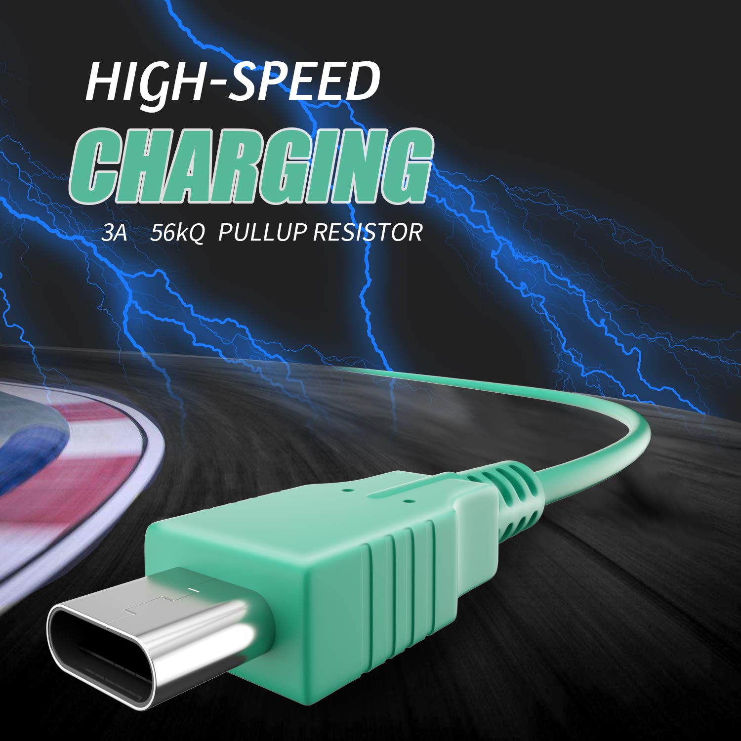 HEATFUN USB C Fast Charger Cable for Nintendo Switch - 4.92ft Animal Crossing Green | Compatible with Switch OLED/Lite | Perfect for Gaming On-The-Go & Travel Accessories