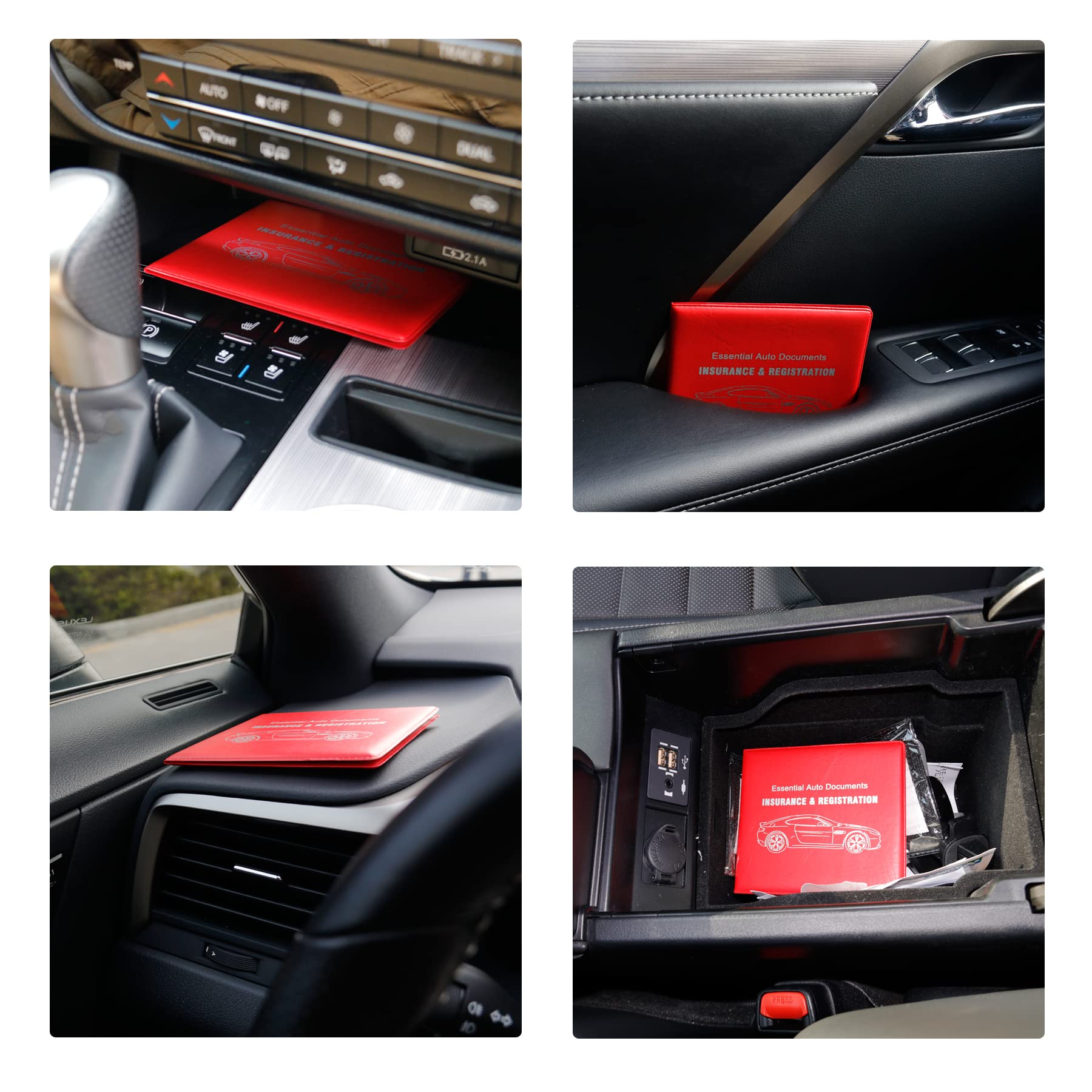 UYYE Car Registration & Insurance Card Holder - 2 Pack Vehicle Glove Box Organizer for Documents, Cards, License Plate | Durable Interior Car Accessories for Easy Storage & Quick Access