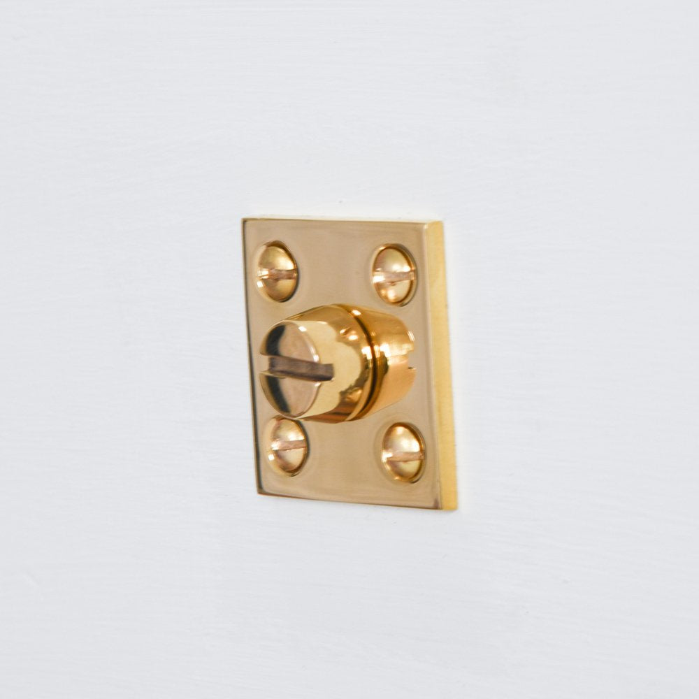 Polished Brass Bathroom Door Thumbturn Lock with Square Backplate - Secure & Stylish for Home, Office, and Commercial Spaces