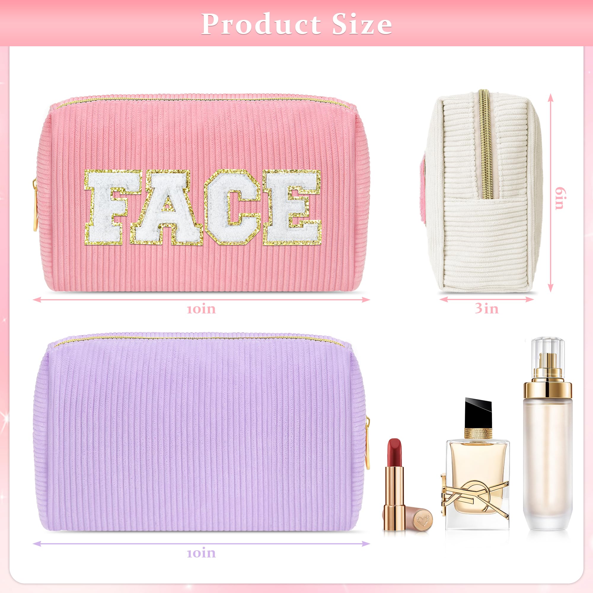 Preppy Corduroy Travel Makeup Bag for Teens - Cute Cosmetic Pouch, Toiletry & Skincare Organizer - Perfect for School, Gym, Vacation & Daily Essentials | Durable & Stylish Travel Accessories