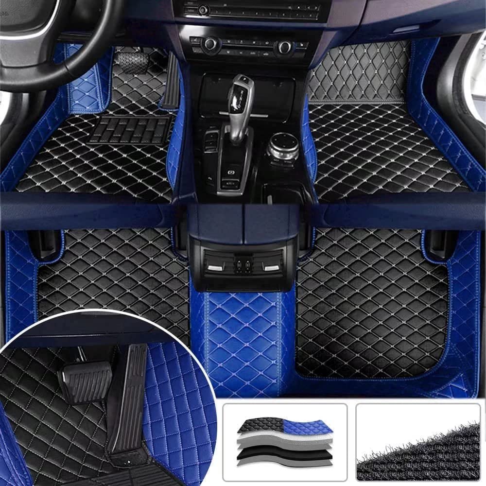 Yaruicar Custom Fit All-Weather Floor Mats for KIA - 95% Vehicle Coverage, Waterproof & Durable Protection (Blue/Black) - Perfect for Daily Commute, Road Trips & Extreme Weather Conditions