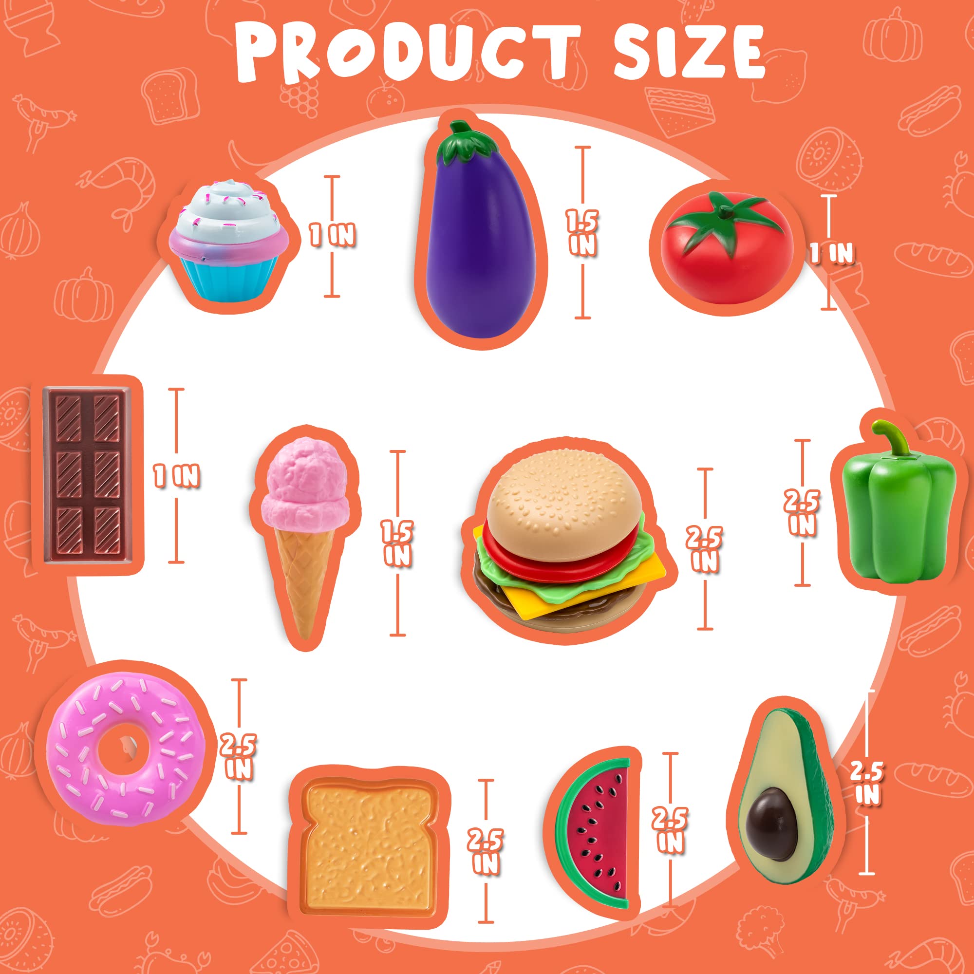 JOYIN 50-Piece Kids Plastic Play Food Toys Set - Pretend Kitchen & BBQ Grill Playset with 34 Cooking Accessories - Interactive Learning Toy for Little Chefs - Perfect for Role Play, Birthday Gifts & Preschool Education