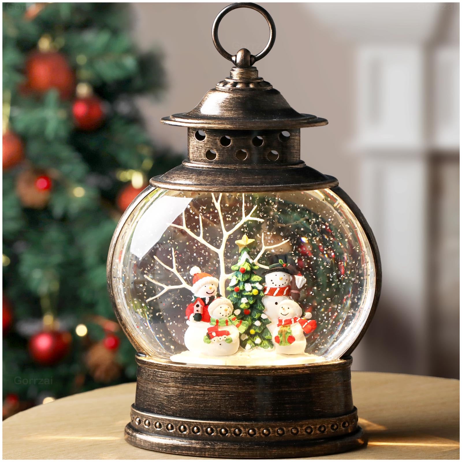 12 Inch Snowman Snow Globe with LED Lights & Music - Christmas Lantern Decor for Indoor Holiday Display, USB/Battery Operated with Timer & Swirling Glitter (2024 Upgraded Large Size) - Perfect for Mantel Decor, Gift Exchange & Winter Wonderland Theme Parties
