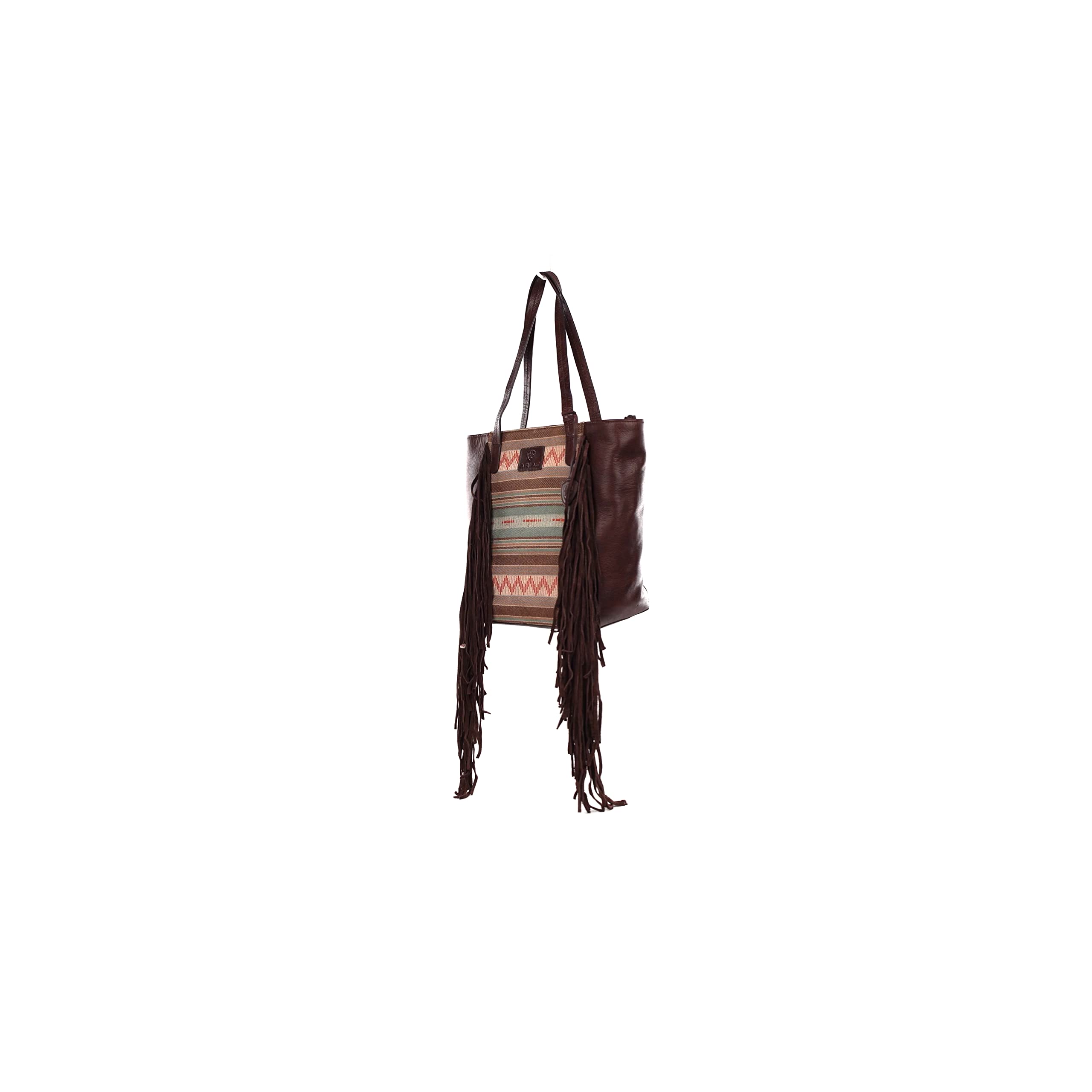 ARIAT Women's Serape Fringe Tote Bag - Stylish Brown Leather Handbag for Work, Travel & Everyday Use