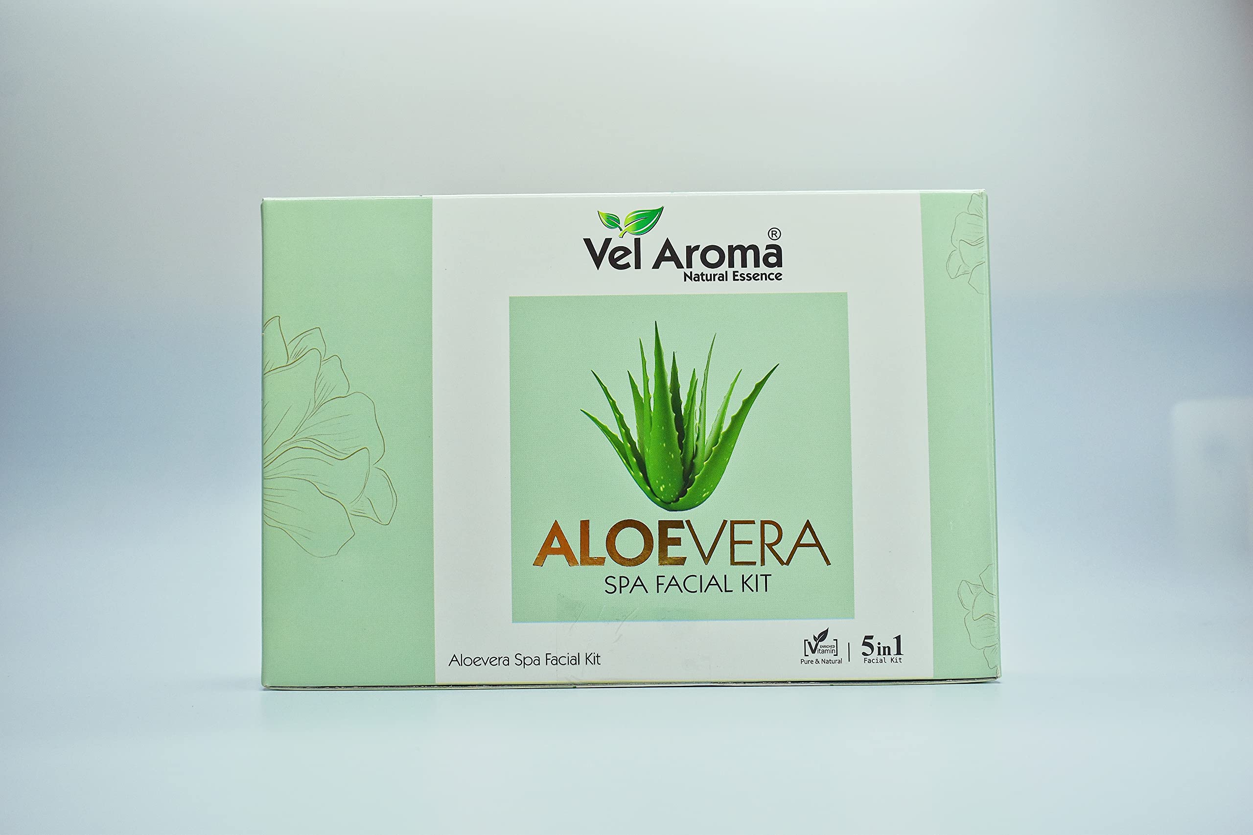 Vel Aroma - 5-in-1 Aloe Vera Facial Kit with Deep Cleanser, Exfoliating Scrub, Nourishing Gel, Whitening Cream & Firming Face Mask (255g) | Hydrating & Brightening Skincare Set for Glowing Skin | Perfect for Spa Day, Self-Care Routine & Travel Skincare Essentials
