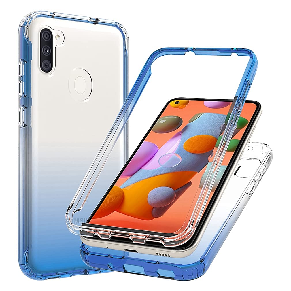 **Samsung Galaxy A11 Phone Case for Women - Clear Shockproof Full Body Protective Cover with Hard PC Shell & Soft TPU Bumper - Perfect for Everyday Use, Work, and Travel (Blue)**