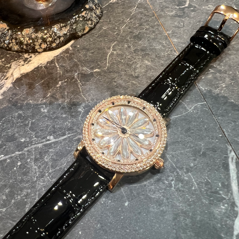 AG Collective Women's Black Leather Strap Watch L 5048 RGBK RG - Elegant Timepiece for Office, Party & Everyday Wear