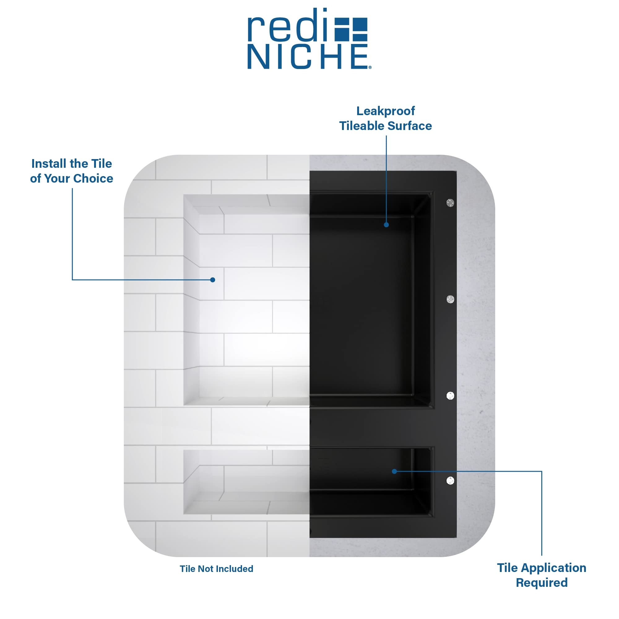 Tile Redi USA RNT1620D-14 Triple Recessed Shower Shelf - 3 Shelves, 34
