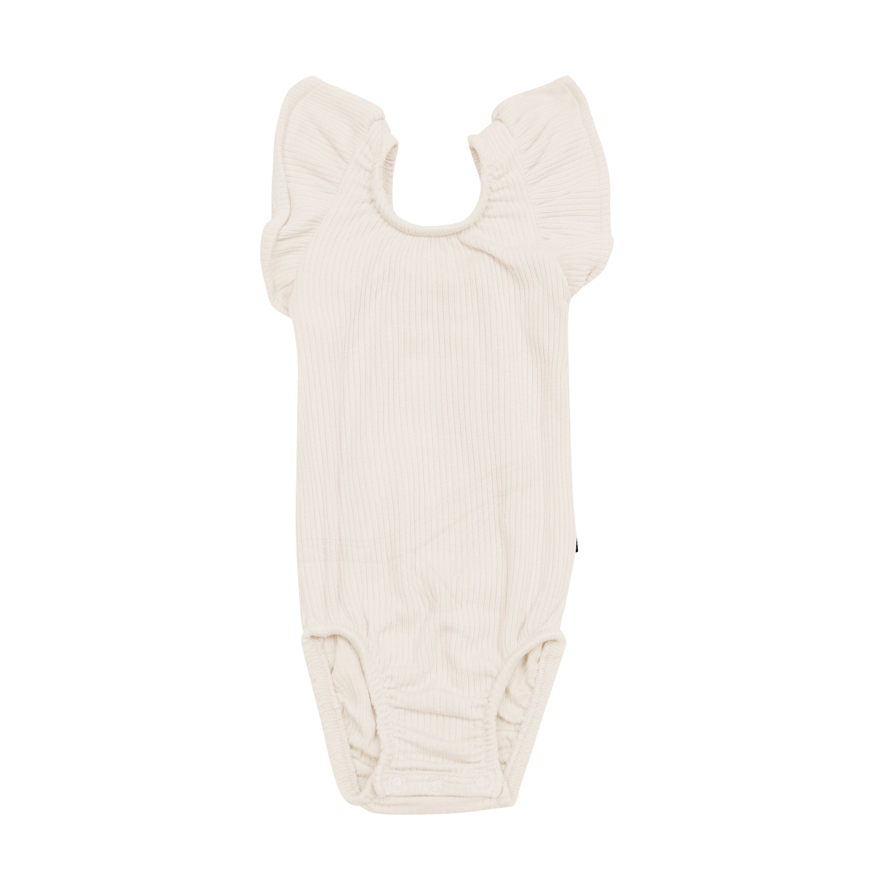 Oat Ribbed Sleeveless Ruffle Leotard for Women - Dance, Gymnastics & Workout Wear