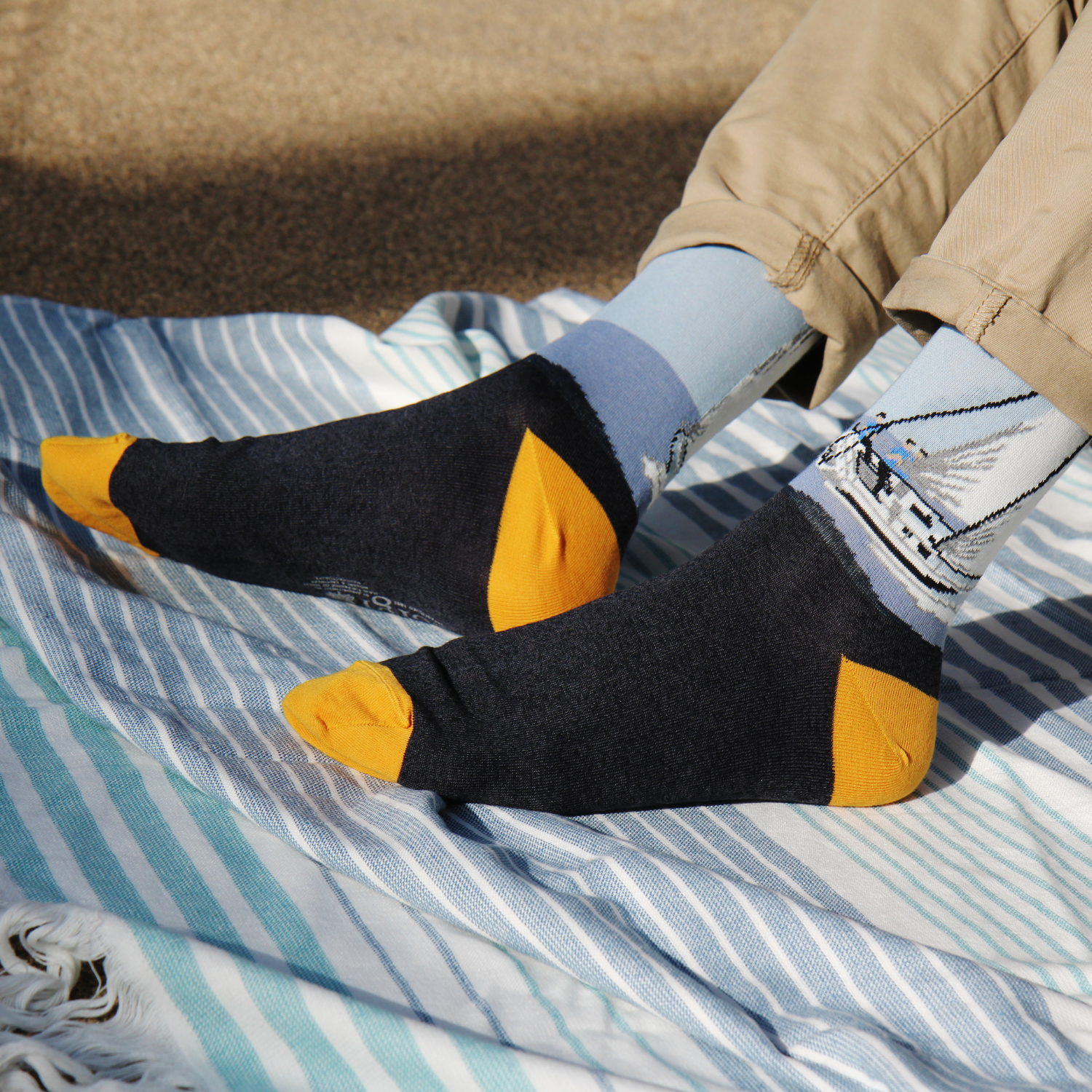 Premium Men's Cotton Yacht-Themed Socks - Breathable & Comfortable Nautical Sailing Socks for Casual Wear & Boat Parties