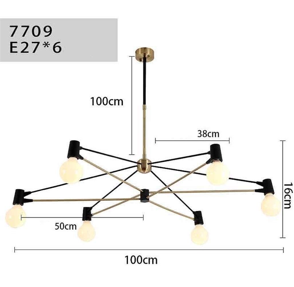 6-Light Modern Chandelier with Glass Shades - Black & Gold Nordic Style Ceiling Light Fixture for Living Room, Dining Room, Bedroom - Elegant Home Decor Lighting