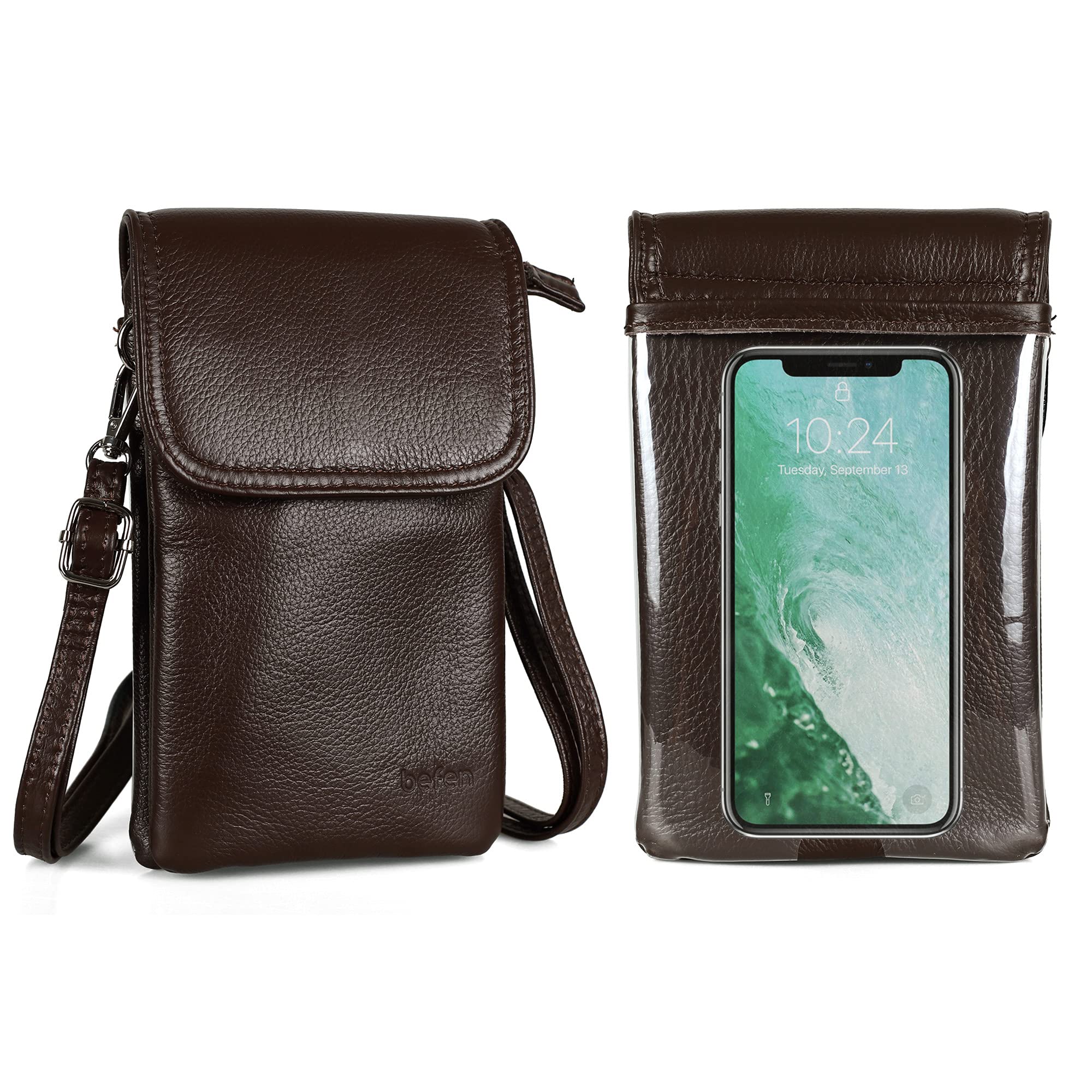 Befen Genuine Leather Small Crossbody Phone Wallet Purse for Women - Stylish & Compact Bag for Everyday Use, Travel, and Shopping
