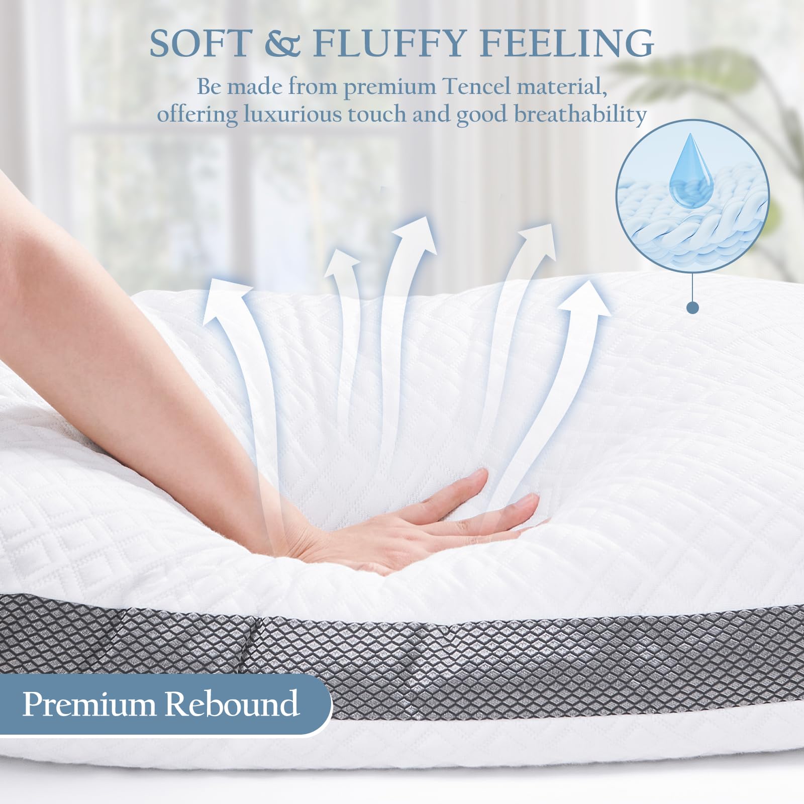 Queen Size Shredded Memory Foam Pillow - Adjustable Cooling Tencel Pillow for Side, Back & Stomach Sleepers (20x30 Inches) | Perfect for Hot Sleepers & Neck Pain Relief | Bedroom, Guest Room & Travel Use