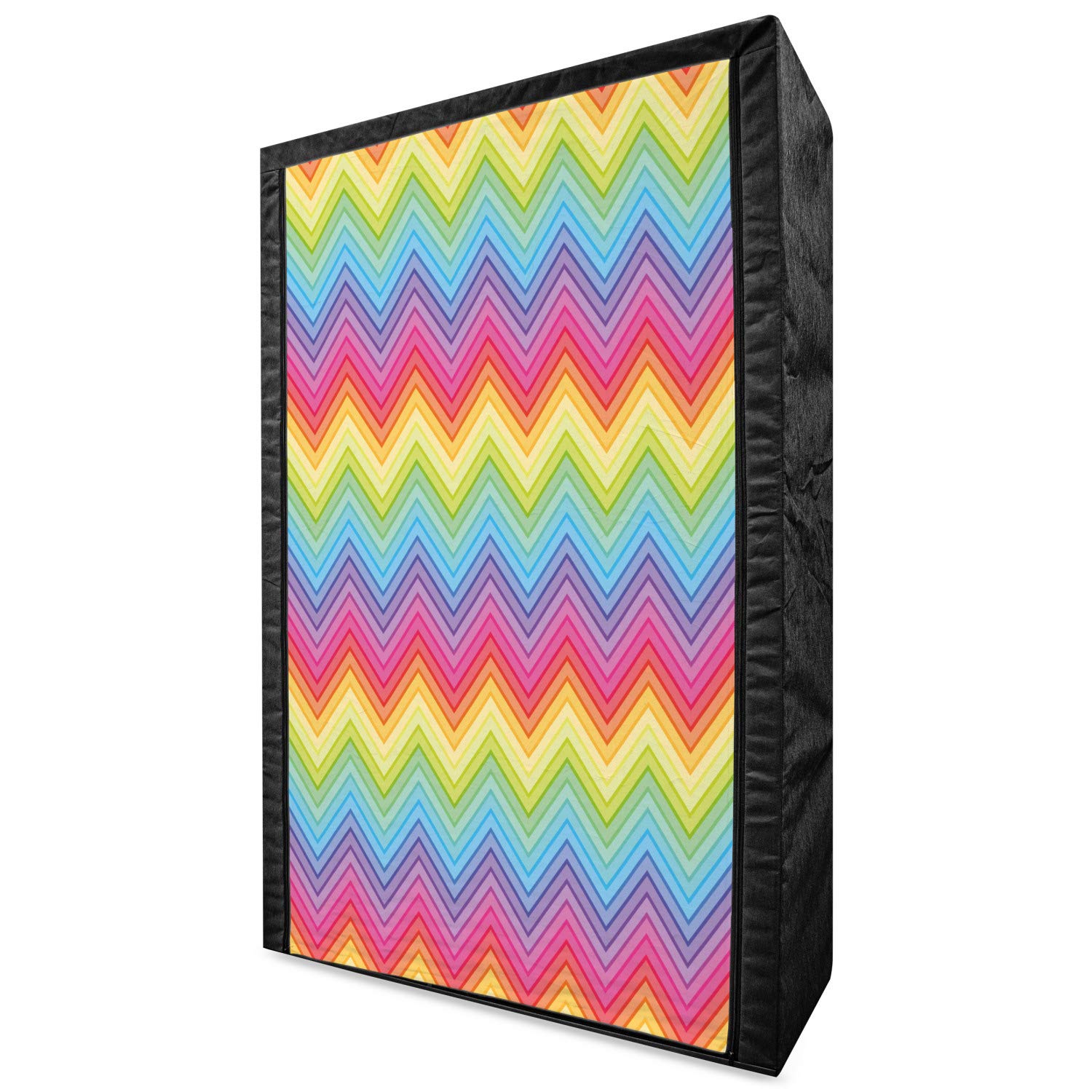 Ambesonne Rainbow Portable Fabric Wardrobe - Colorful Zig Zag Chevron Pattern Geometric Modern Design - 42.5