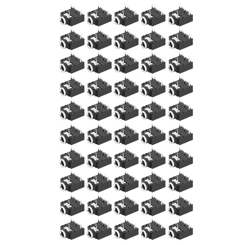 Fafeicy 50Pcs 5Pin Stereo Headset Jack Connector - PJ-307 3.5mm Audio Socket for Computer, TV, Home Appliances & Industrial Use - Perfect for DIY Repairs, Audio Equipment & Electronics Projects