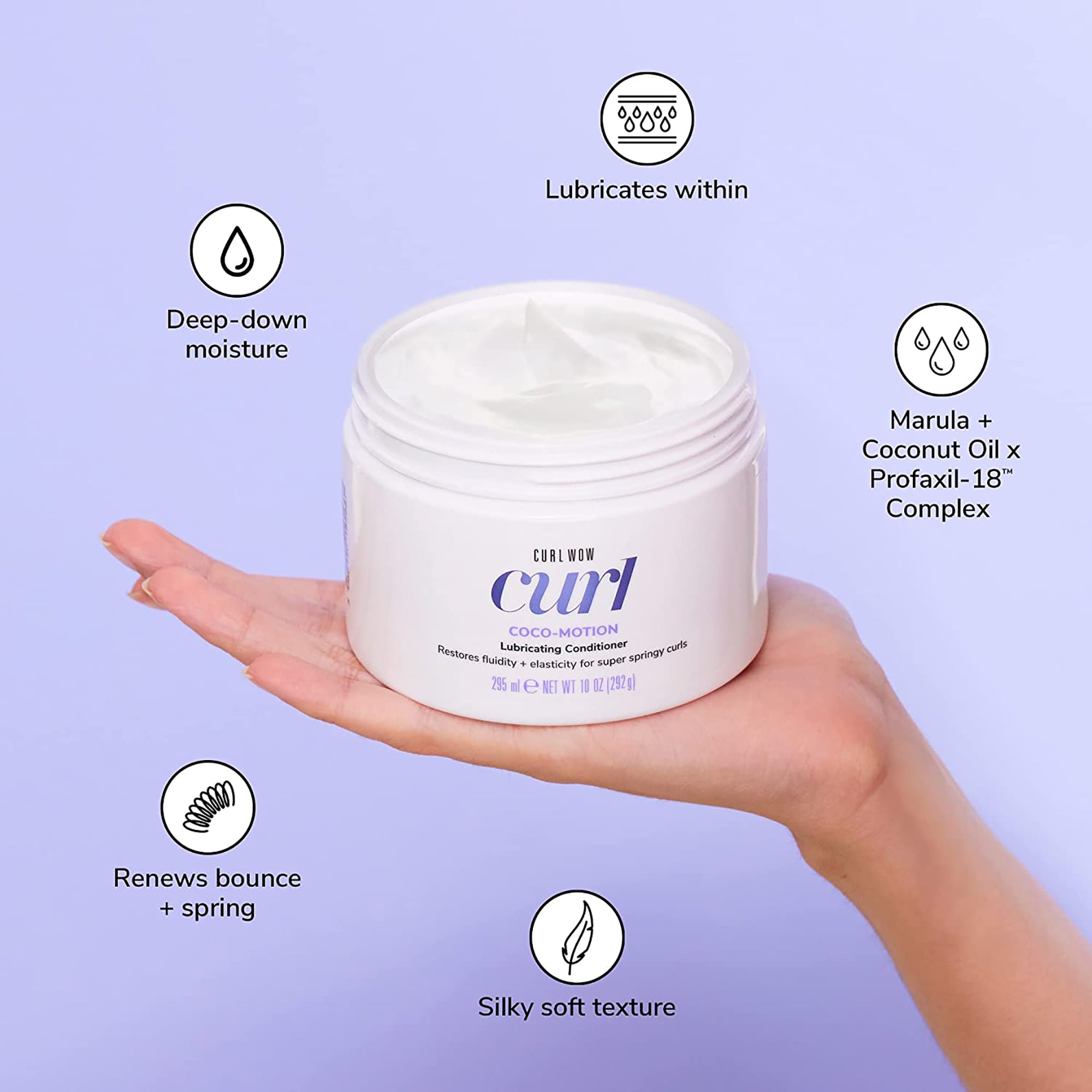 Color Wow Curl Wow COCO MOTION Lubricating Conditioner for Curly Hair - Hydrating & Frizz Control Hair Treatment for Defined Curls - Perfect for Daily Use & Styling